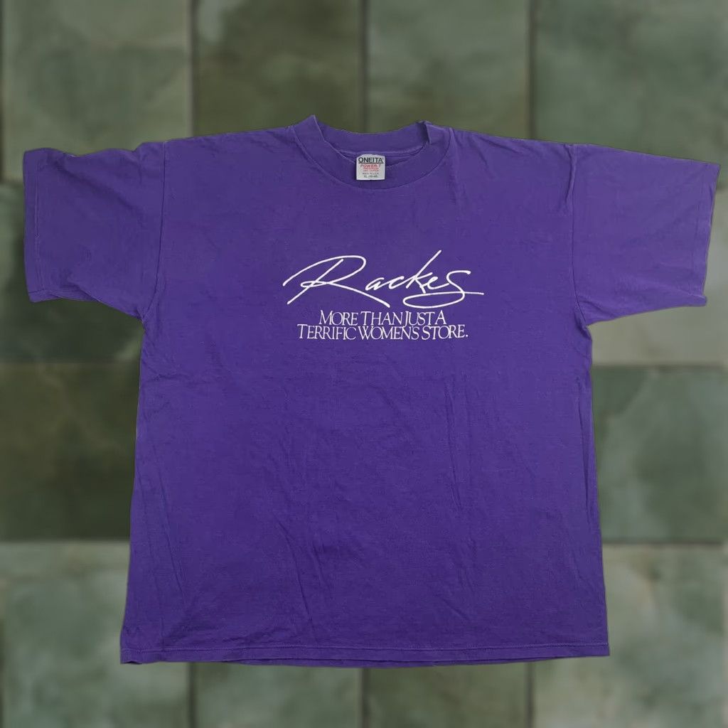 Vintage VINTAGE Oneita Racks Womens Store T Shirt XL Purple 90s Made in USA - Crew Neck Short Sleeve Solid Shirt Womens XL 90s Clothing Size XL / US 12-14 / IT 48-50 - 1 Thumbnail