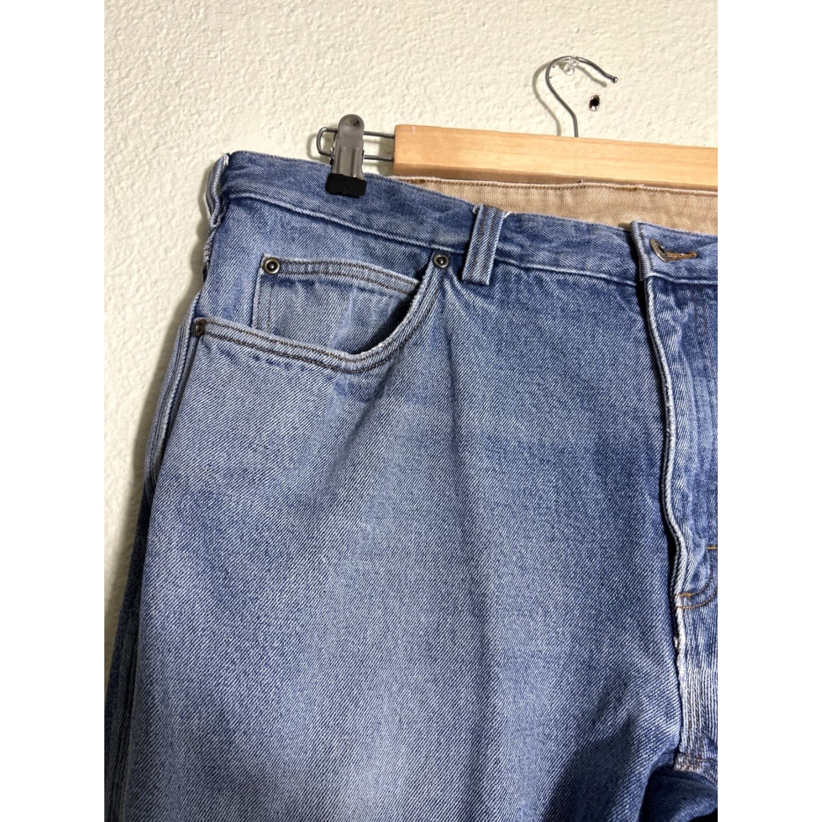 CO Duluth Mens Jeans 38x30 Medium Wash Flannel Lined Straight Paint Stains Blue 38 Regular Mens Size US 38 / EU 54 - 6 Thumbnail