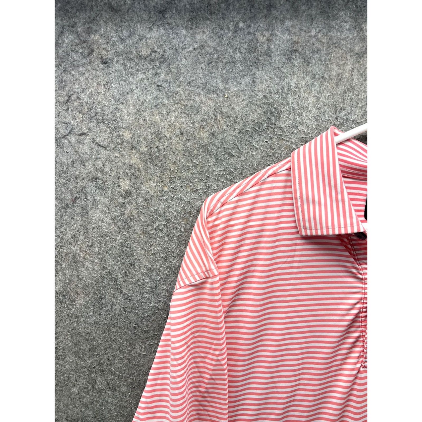 Footjoy FootJoy Polo Shirt Mens L Pink Stripe Short Sleeve Golf Performance Logo Jersey Size US L / EU 52-54 / 3 - 7 Thumbnail