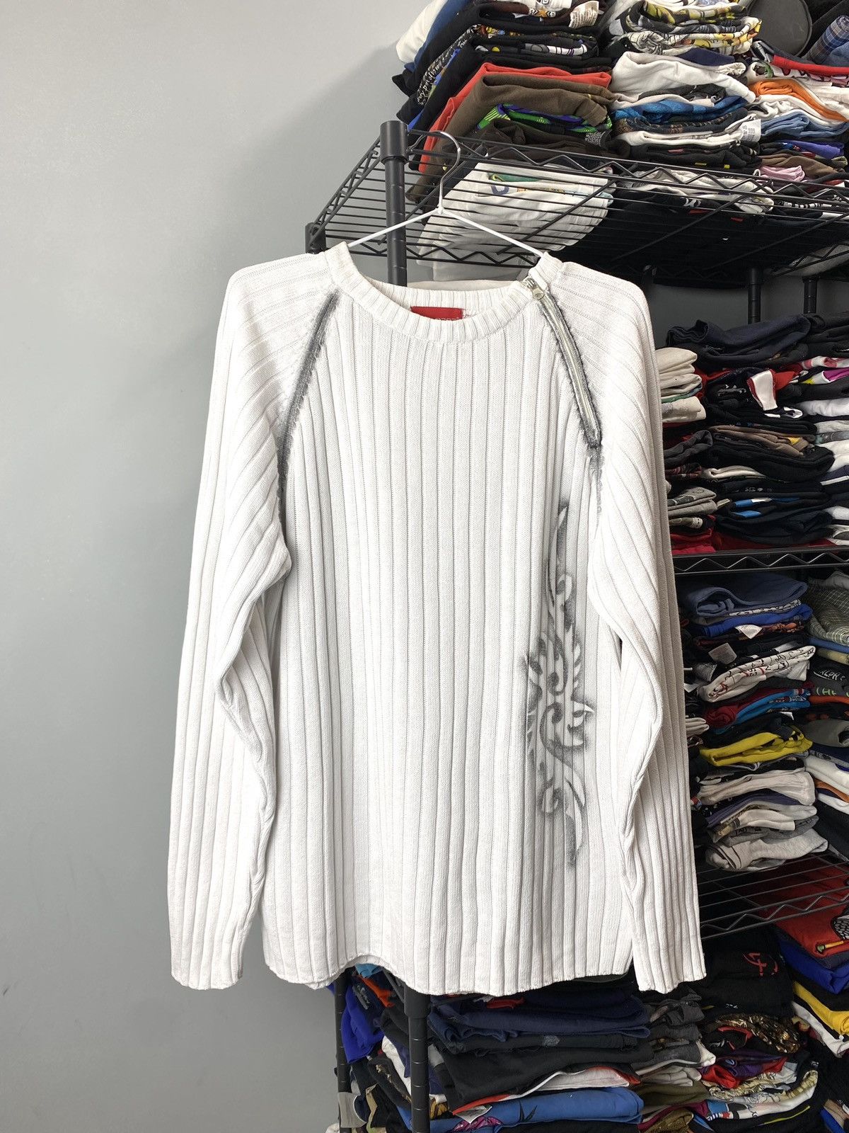 Japanese Brand Y2K Vintage Striped Diesel Style Japanese Knit Sweater Size US L / EU 52-54 / 3 - 1 Thumbnail