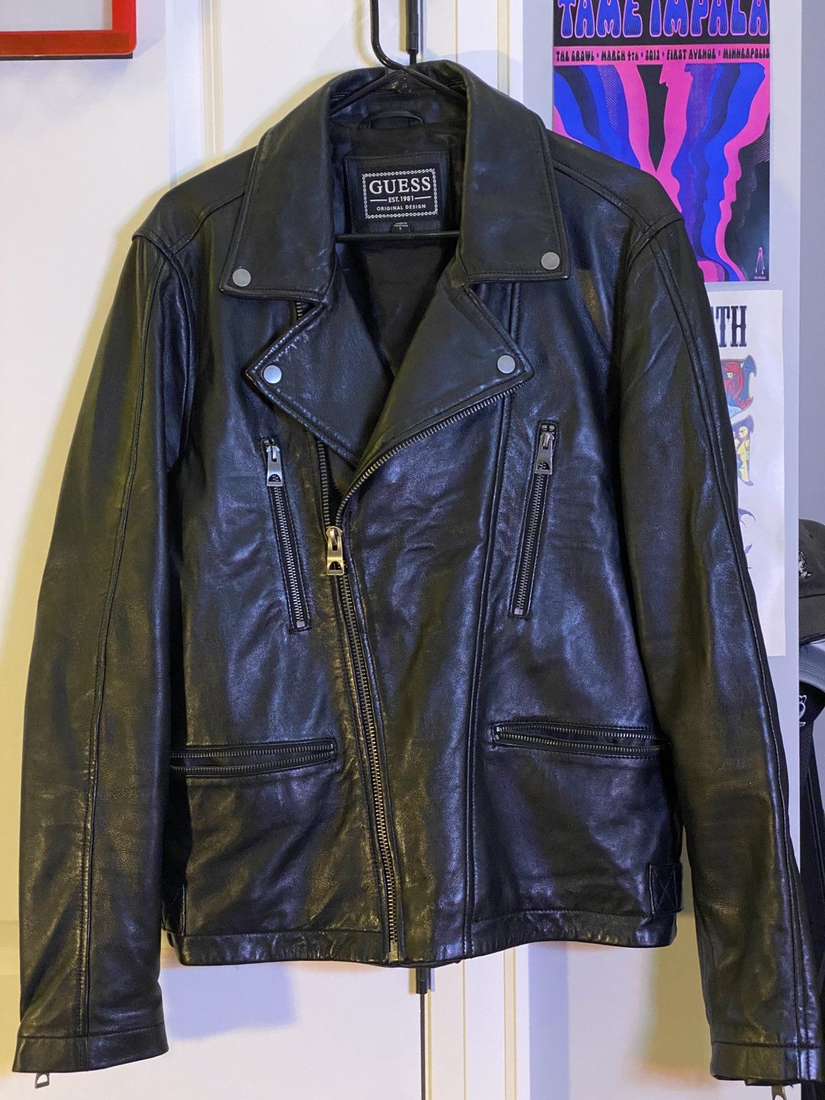 Guess LEATHER BIKER JACKET - BLACK Size US L / EU 52-54 / 3 - 1 Thumbnail