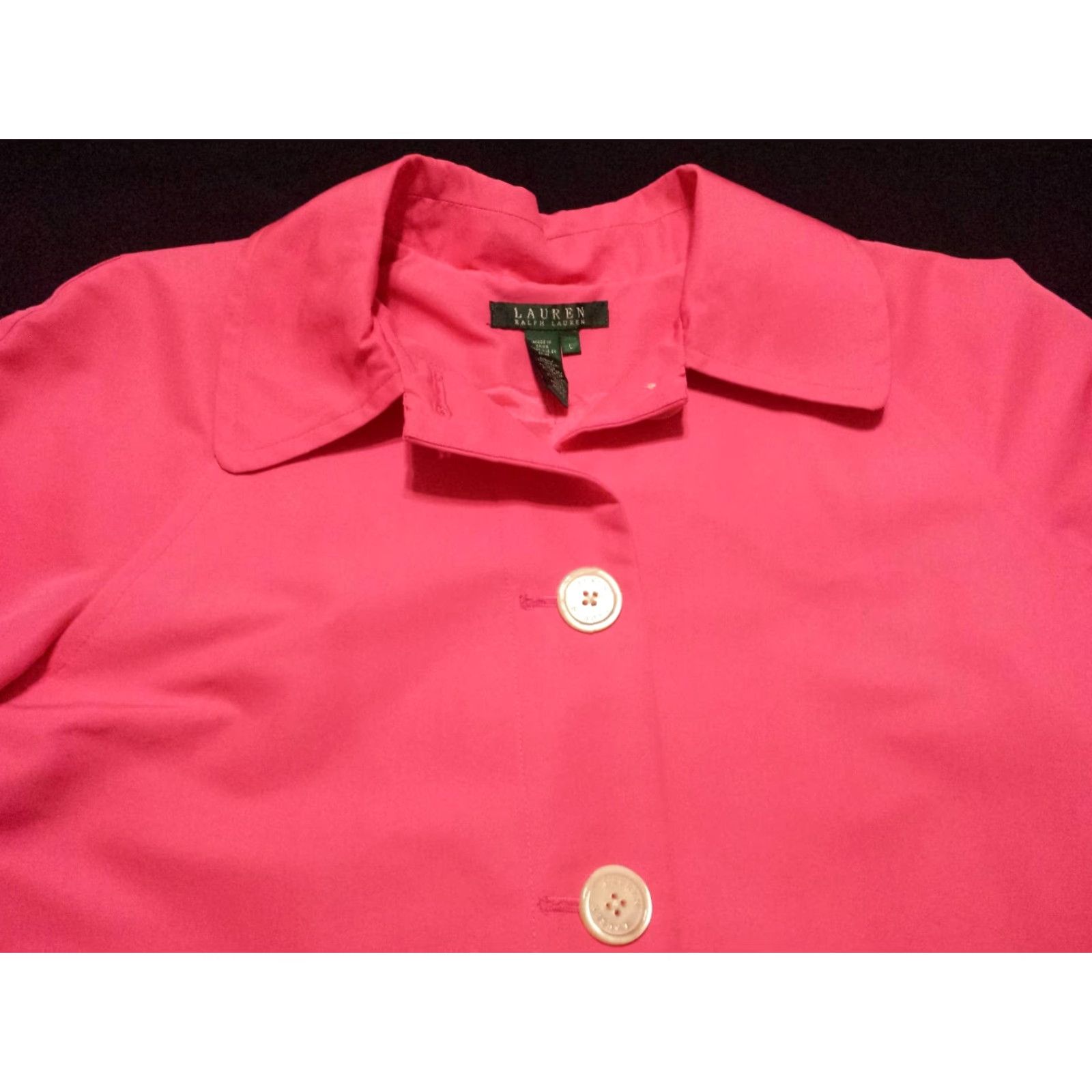 Ralph Lauren Ralph Lauren Womens Jacket Taffeta 3/4 Sleeve Pink Button-Front Polyester Jacket-Coat Size L / US 10 / IT 46 - 3 Thumbnail