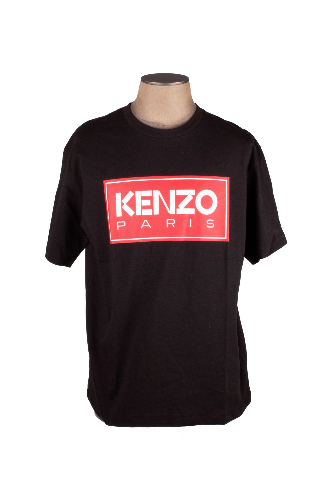 image of Kenzo Black Cotton Red Chest Logo T-Shirt in Black Red, Men's (Size XL)