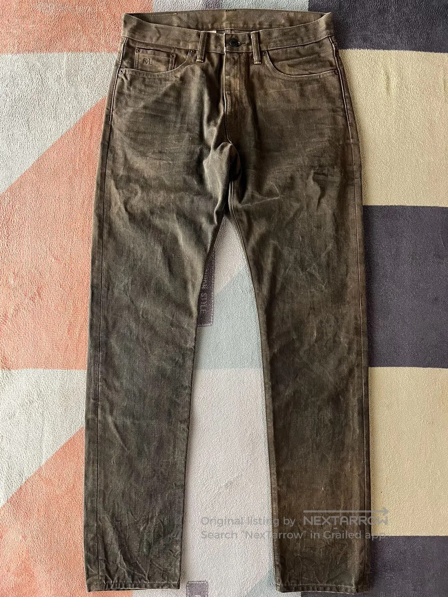 RRL Ralph Lauren RRL Brown Washed Distressed Slim Jeans. Size US 31 - 1 Thumbnail