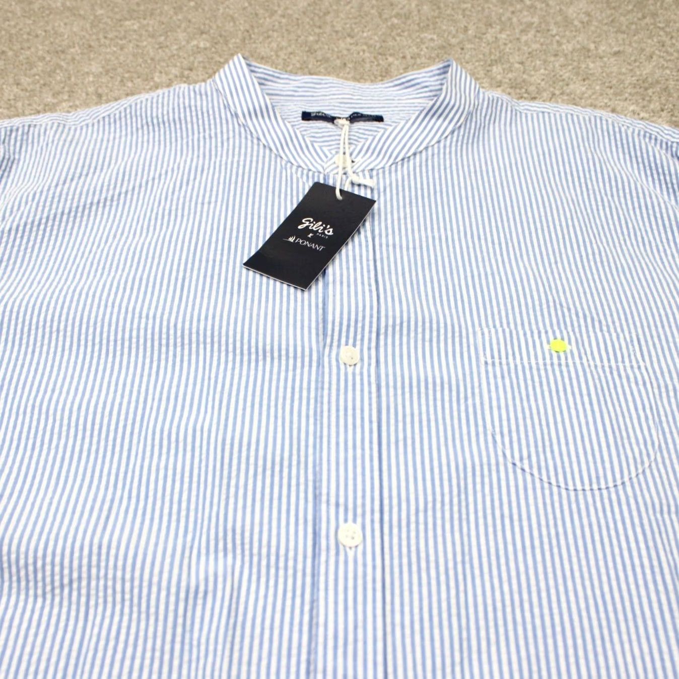 Vintage Gili's Paris Shirt Men 3XL Blue/White Seersucker Button-Up L/S Cotton NWT Vintage No N/A Size US XXL / EU 58 / 5 - 4 Thumbnail