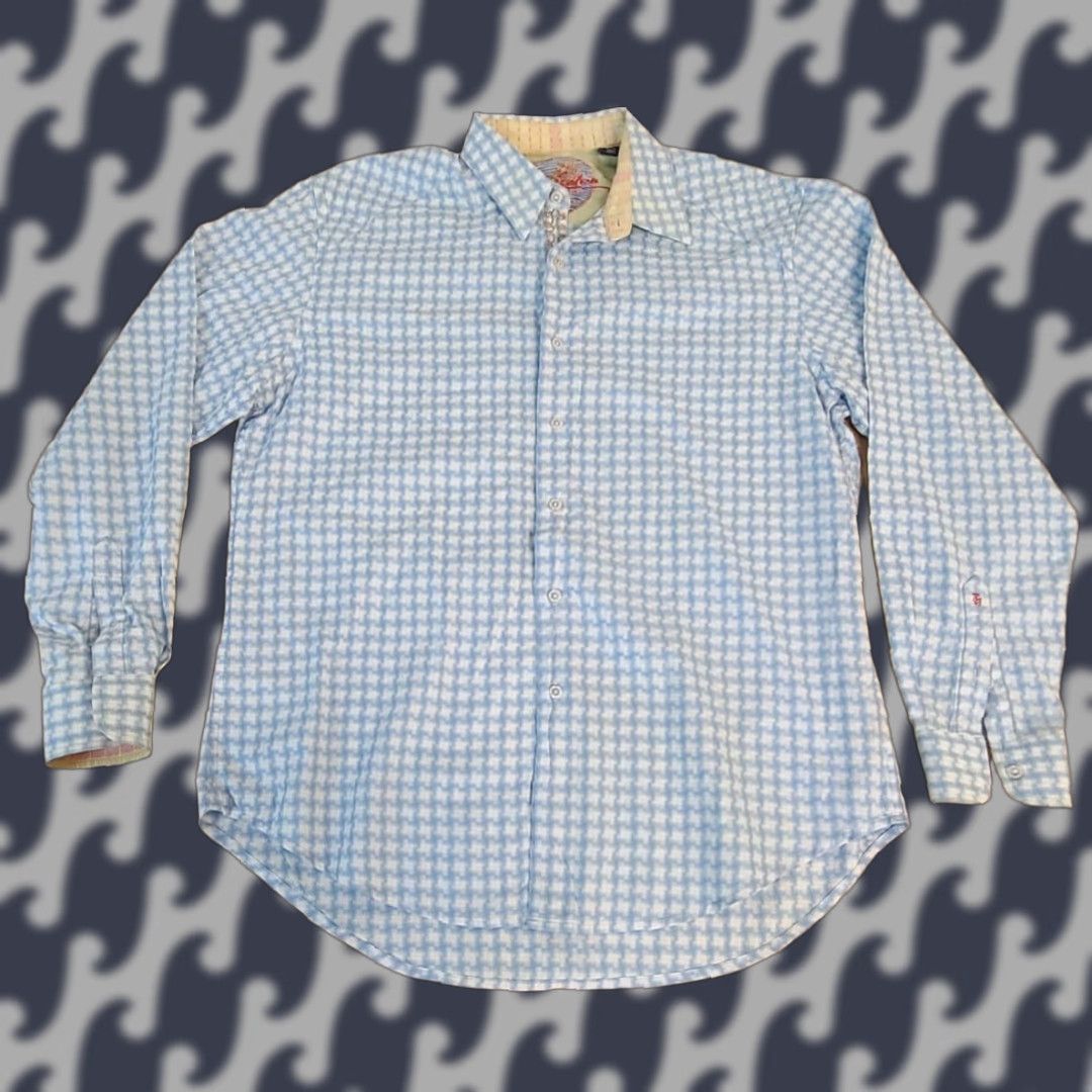 Robert Graham Robert Graham Gingham Plaid Blue White Long Sleeve Button-Up Shirt Size US L / EU 52-54 / 3 - 1 Thumbnail