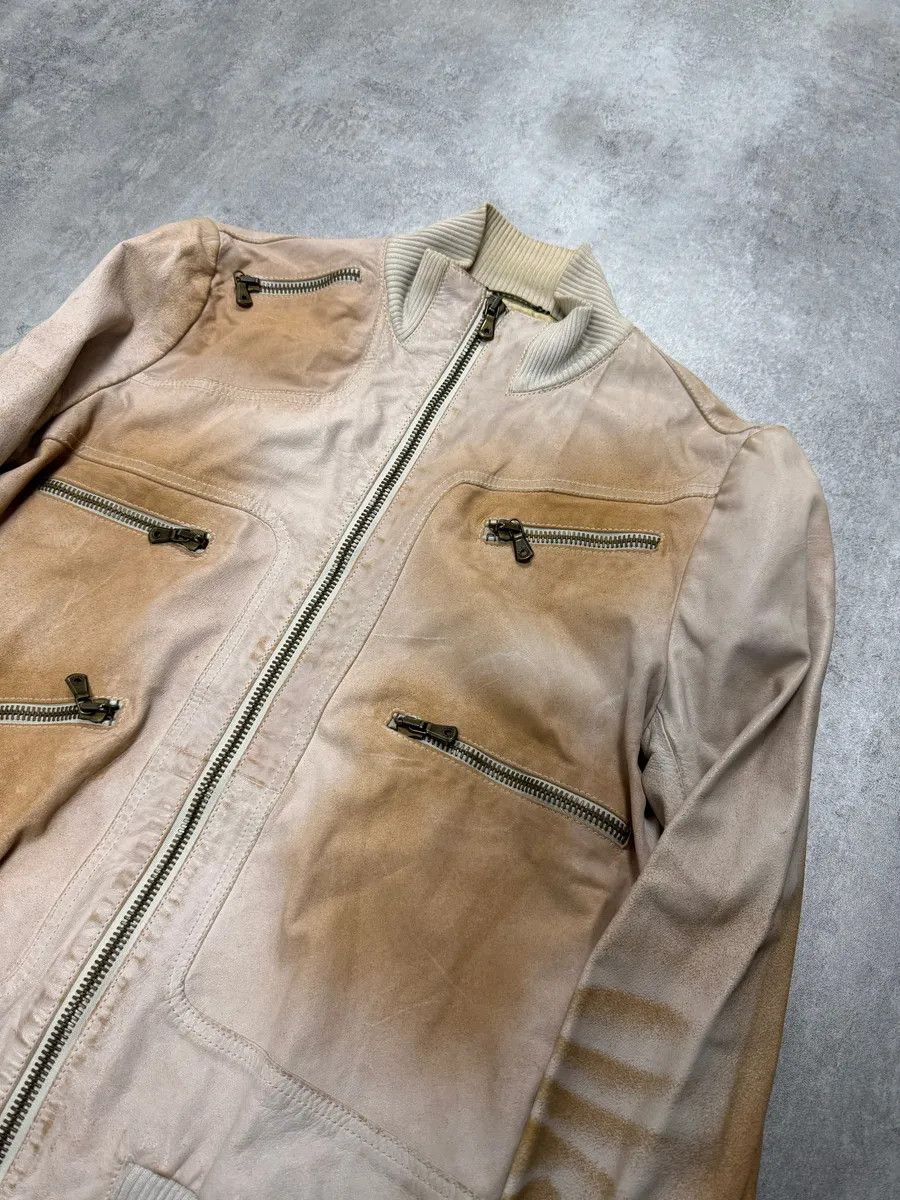 Vintage 2000s Dolce & Gabbana Gradient Effect Multi-Zip Leather Jacket Size US XS / EU 42 / 0 - 2 Thumbnail