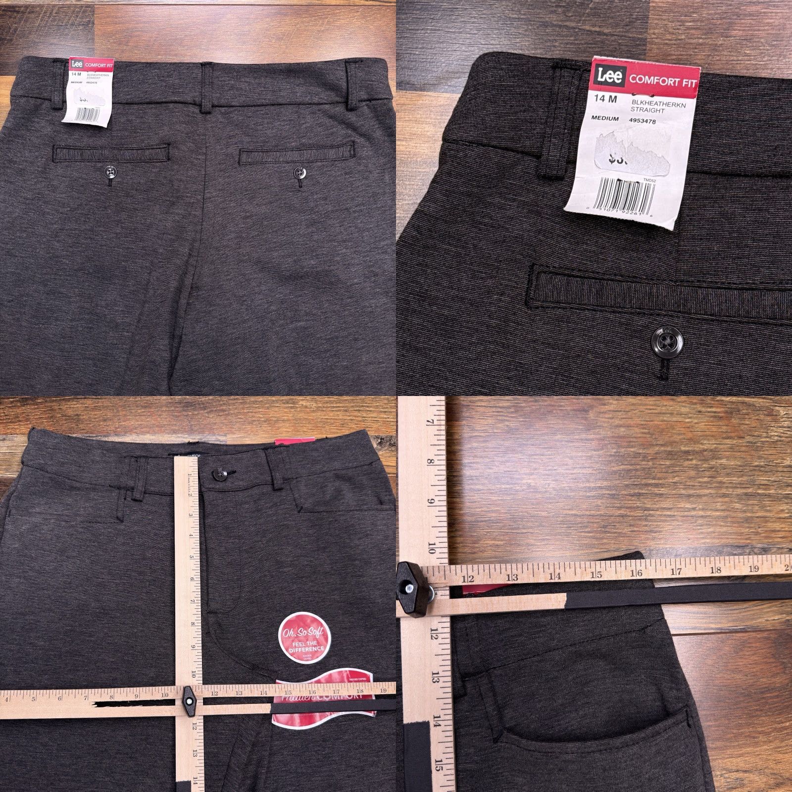 Lee Lee Comfort Fit Straight Pants Womens 14 Medium Black Heather New Size 36" / US 14 / IT 50 - 8 Thumbnail