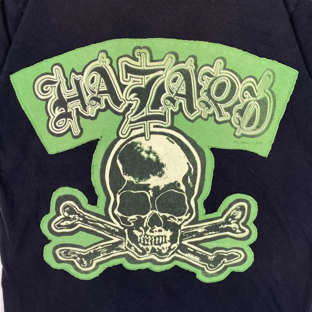 Vintage Vintage 00's MARC VACHON Hazard Cross Bone Tee Shirt Size US M / EU 48-50 / 2 - 2 Thumbnail