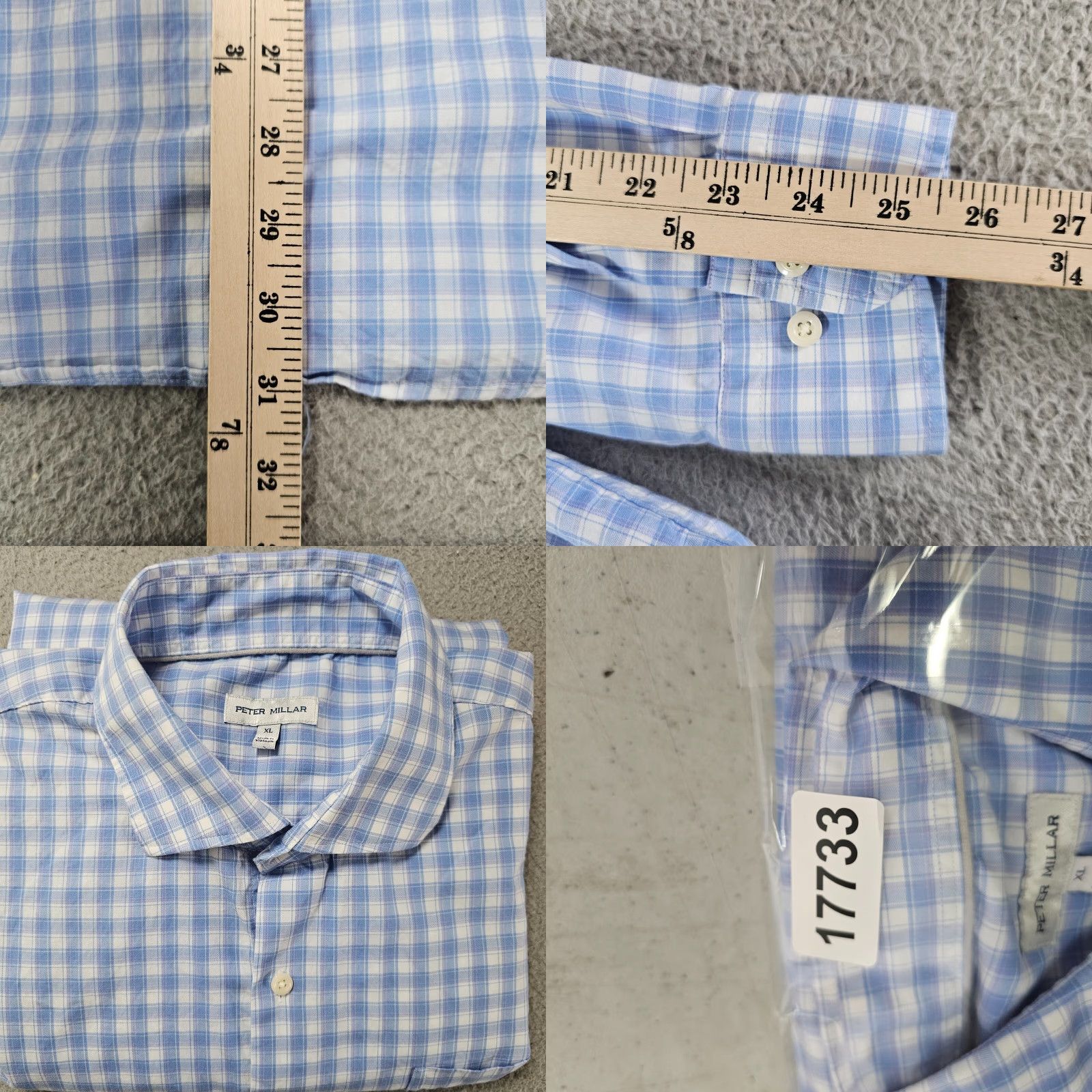 Peter Millar Peter Millar Shirt Mens XL Light Blue Check Button-Up Dress Casual Size US XL / EU 56 / 4 - 8 Thumbnail