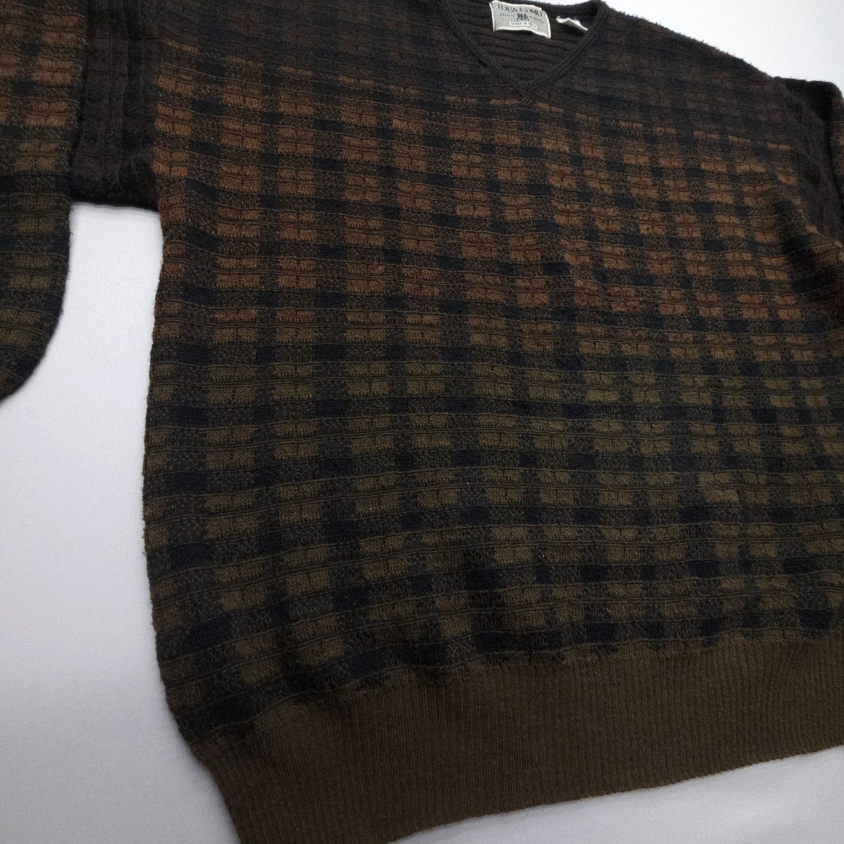 IDEA VINTAGE Idea Uomo Sweater Mens M Plaid Brown 90s Italy Knit Pullover Crew Neck Size US M / EU 48-50 / 2 - 5 Thumbnail