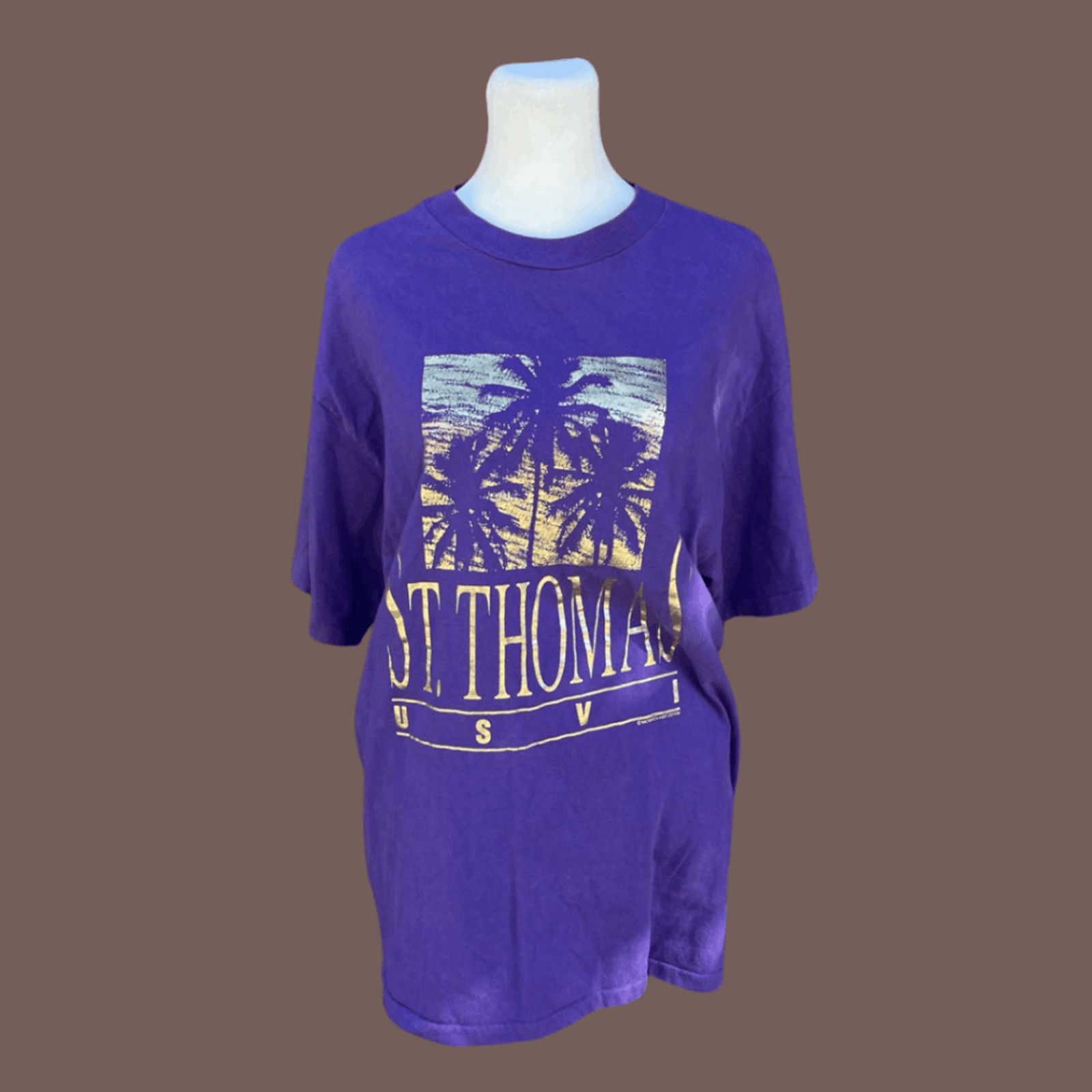 Hanes VTG 1992 Tee | Hanes St. Thomas Gold Foil | Single Stitch Size US L / EU 52-54 / 3 - 1 Thumbnail
