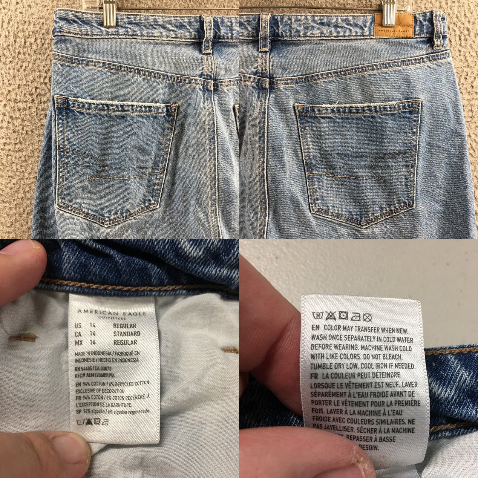 American Eagle Outfitters American Eagle Denim Jeans Women 14 Blue Hi Rise Zip Fly Button Front Pockets - Excellent Condition Size 36" / US 14 / IT 50 - 10 Thumbnail