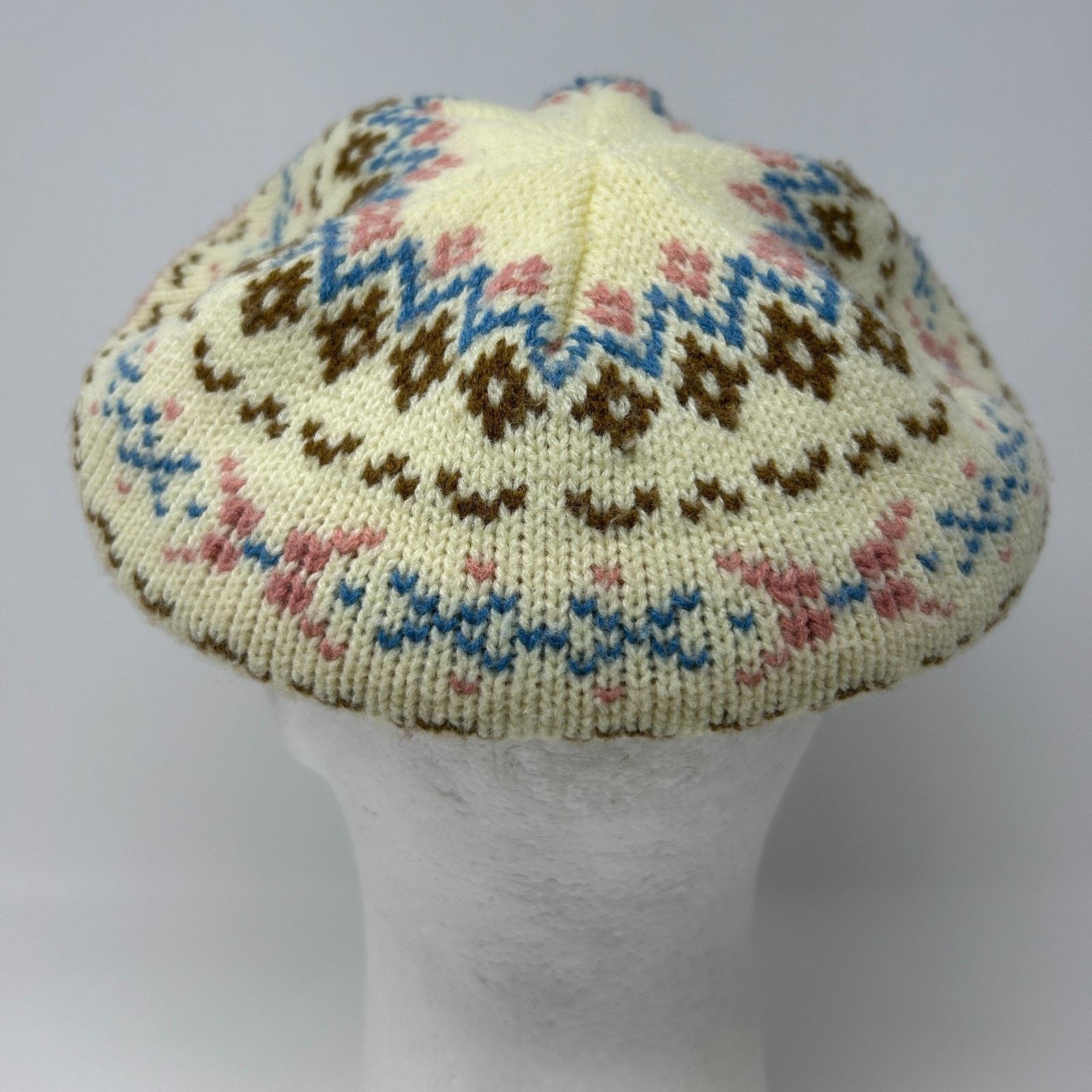 Vintage Vintage 80s 90s Fair Isle Beret Hat Paris Accessories Inc Size ONE SIZE - 6 Thumbnail