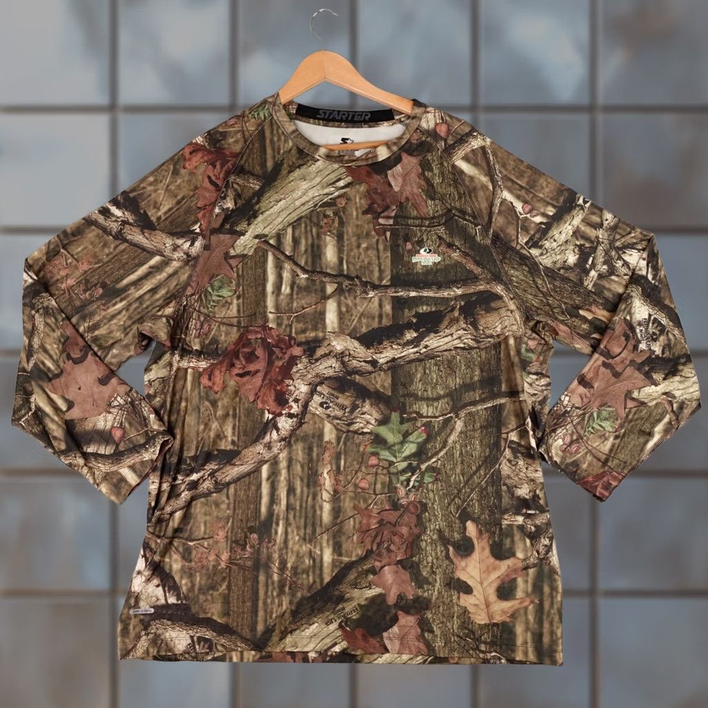 Starter VINTAGE Starter Shirt Mens 3XL Green Camo Long Sleeve Performance Base Layer Size US XXL / EU 58 / 5 - 1 Thumbnail