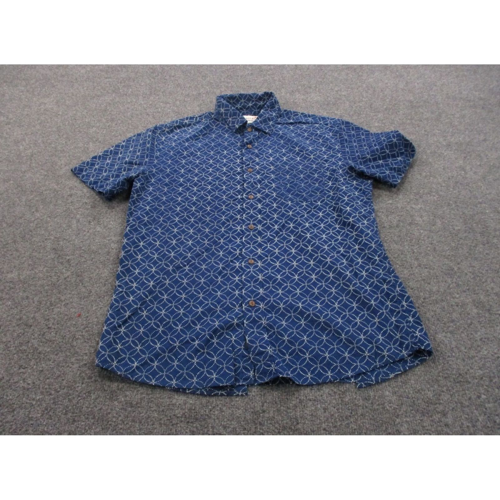 Faherty Faherty Shirt Mens M Button-Up Blue Geometric Lightweight Cotton Short Sleeve Collared Beach Vacation Outdoor Casual Mens Size US M / EU 48-50 / 2 - 2 Thumbnail