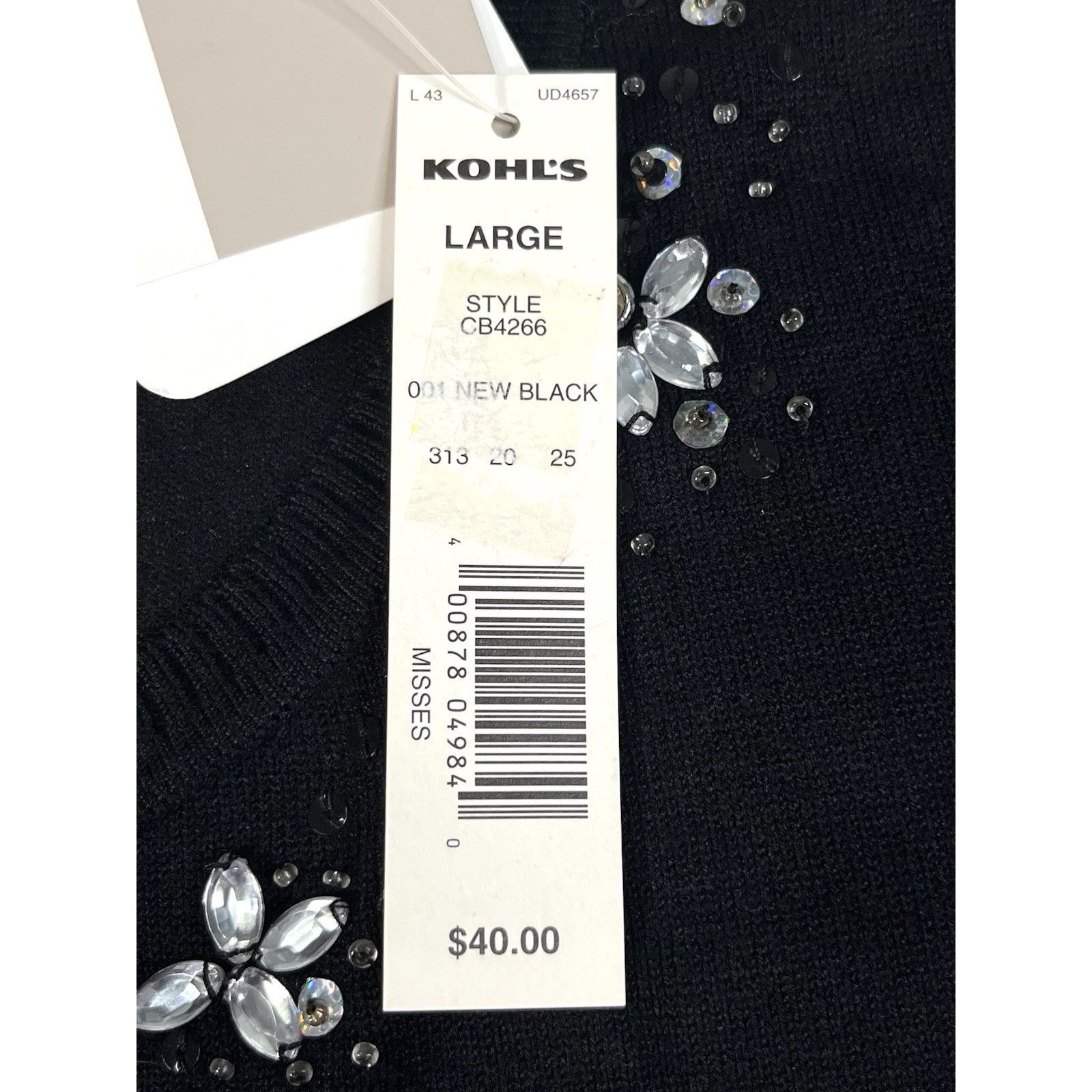 Croft & Barrow Croft & Barrow Cardigan Sweater Misses L Black Rhinestones B Size L / US 10 / IT 46 - 4 Thumbnail