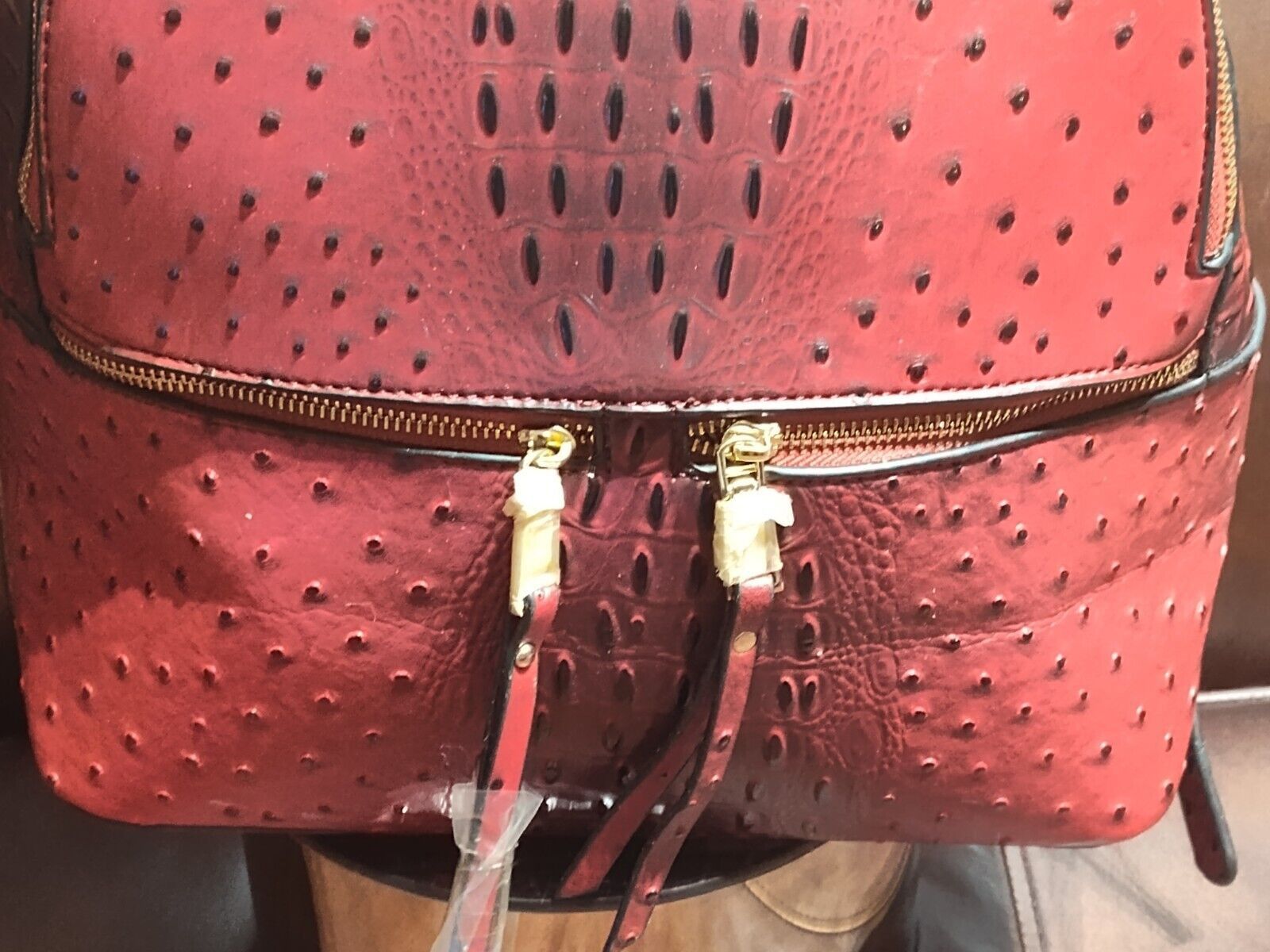 American Retro Ostrich/Croc Embossed backpack new Size ONE SIZE - 7 Thumbnail