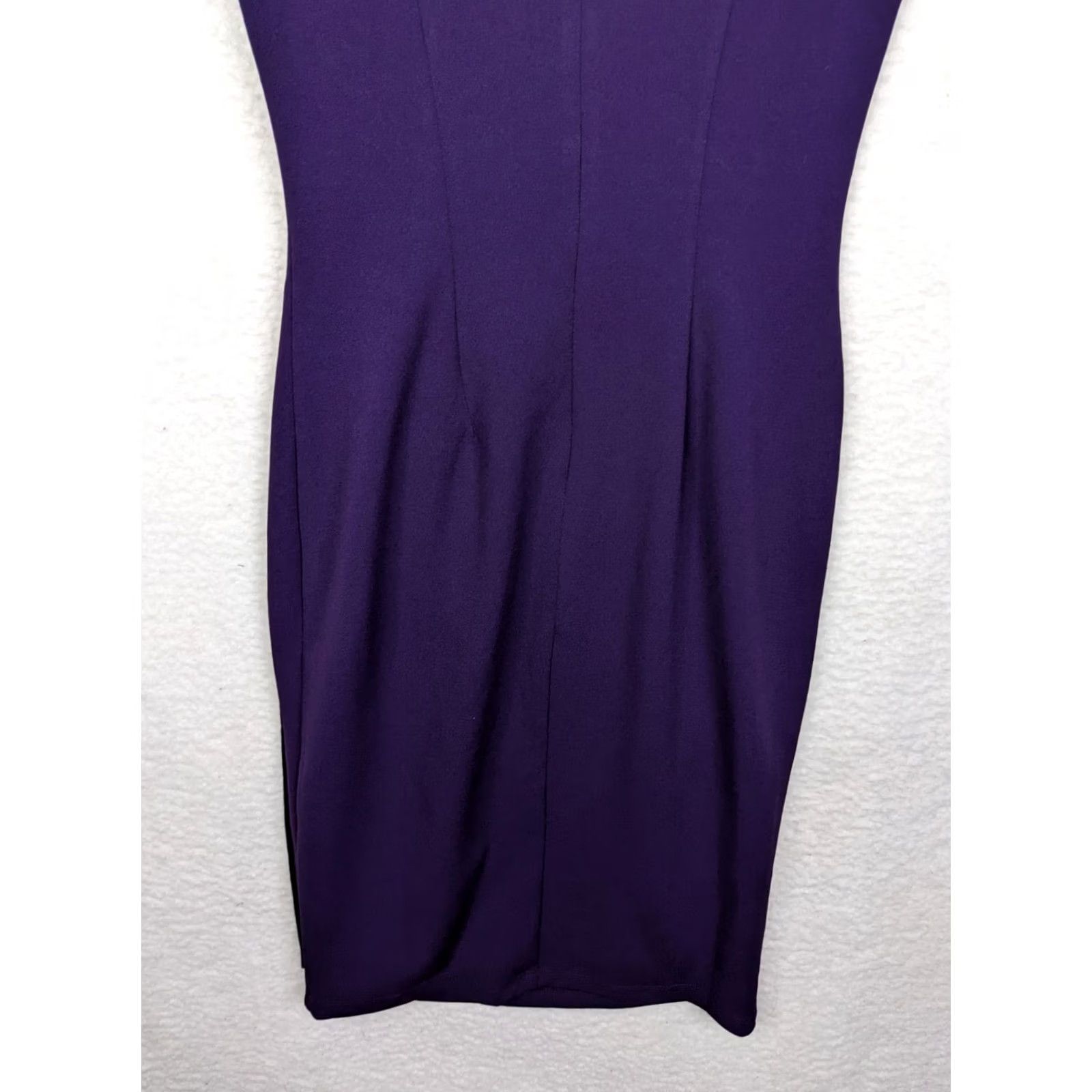 Vintage En Focus Studio Dress Cap Sleeve Purple Ruched A-Line Size 6 Womens Business Casual Knee Length Baroque Velvet? Size M / US 6-8 / IT 42-44 - 3 Thumbnail
