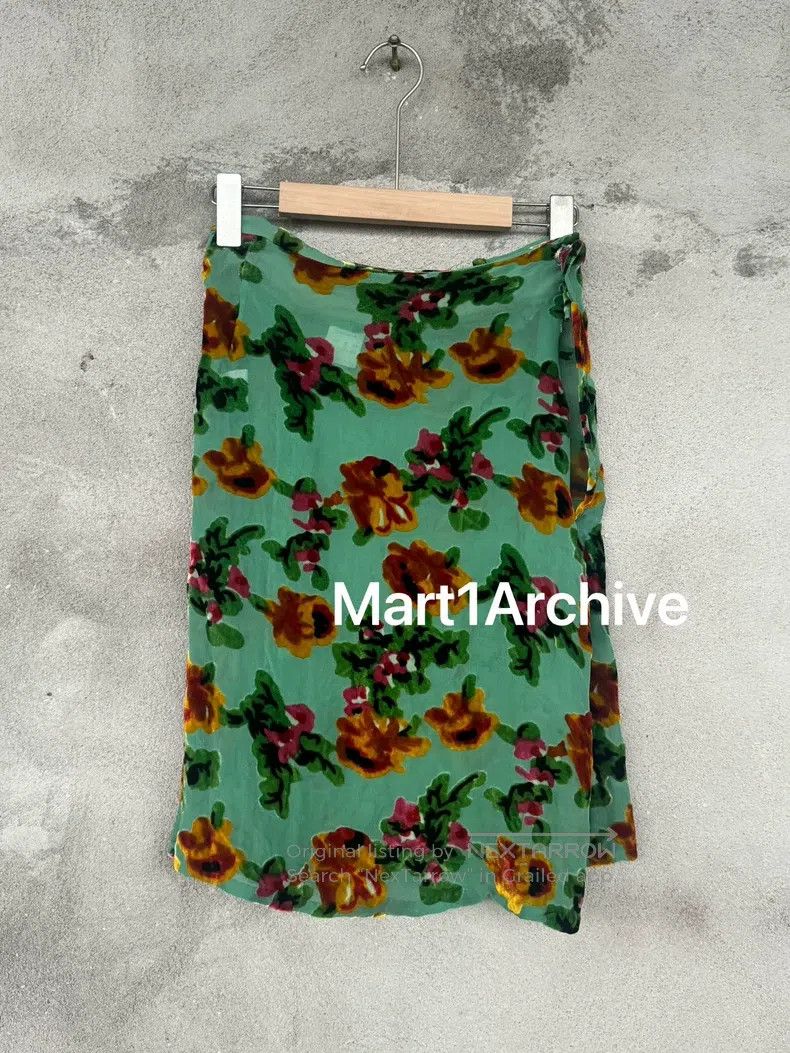Yohji Yamamoto YOHJI YAMAMOTO size XS Velvet floral short skirt Size 23" - 2 Thumbnail
