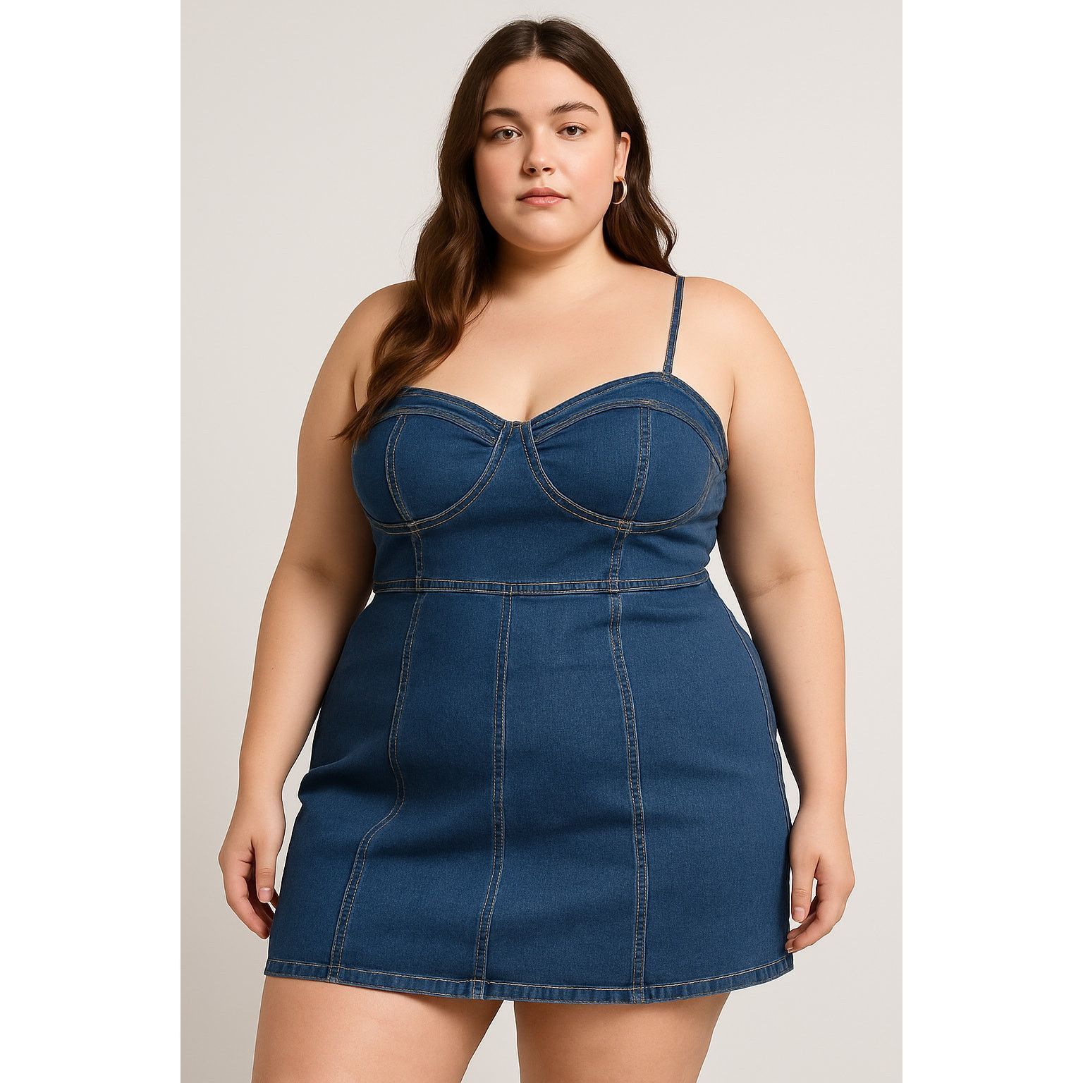 Shein Y2K Streetwear Shein Curve Blue Denim Mini Dress Plus 3XL Size 3XL / US 20-22 - 1 Thumbnail