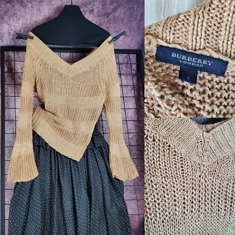 Burberry Burberry Brown V-Neck Long Sleeve Knit Sweater Size S / US 4 / IT 40 - 1 Thumbnail