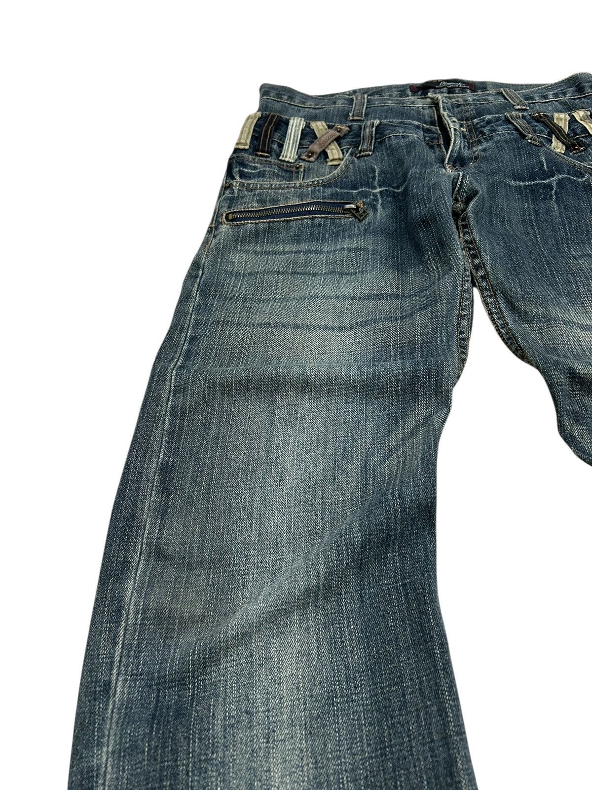 Le Grande Bleu (L.G.B.) Vintage Dominate Double Waist Mud Washed Whisker Clawn Mark Size US 33 - 6 Thumbnail