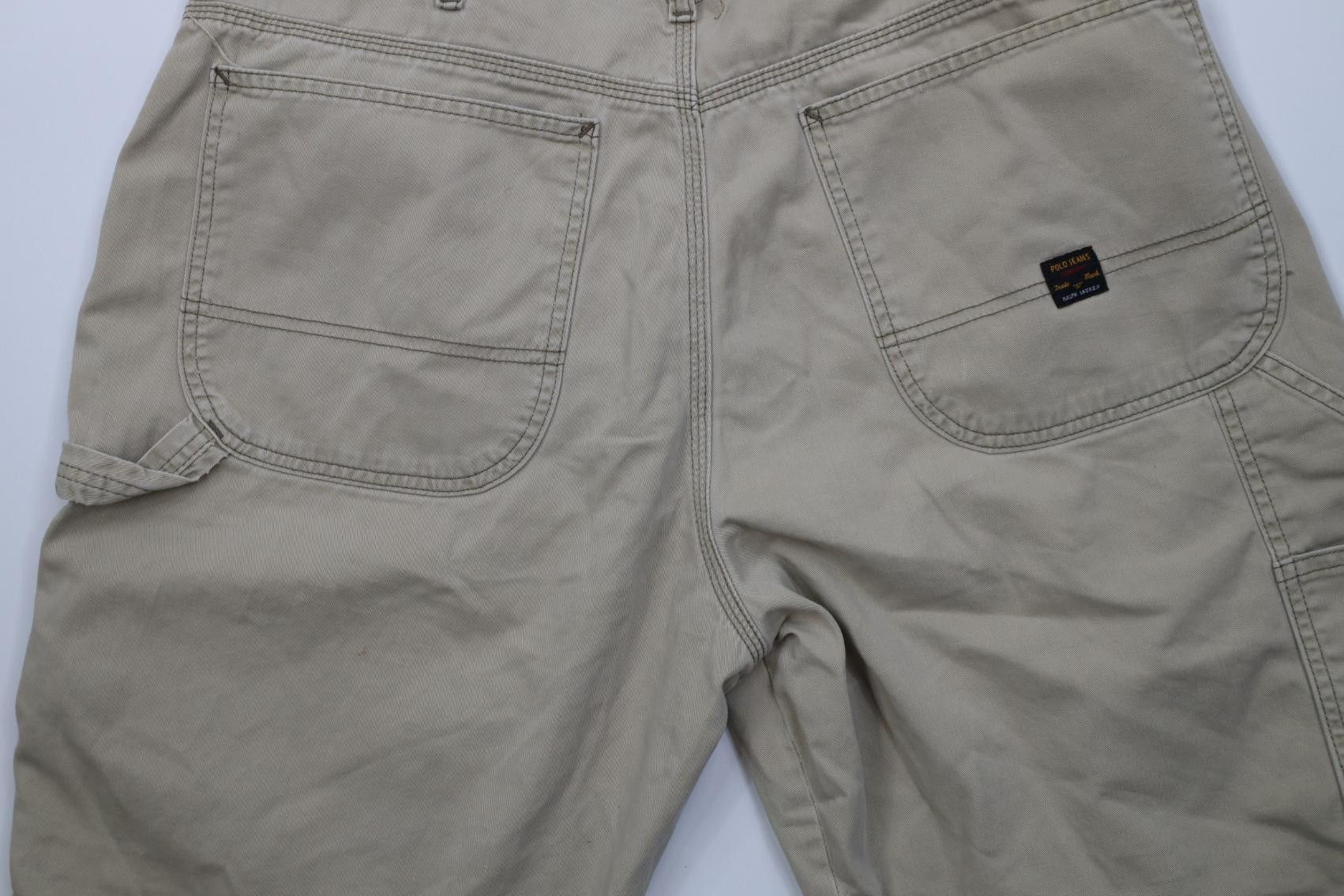 Polo Ralph Lauren Vintage 90s Ralph Lauren Baggy Carpenter Shorts Beige Cotton Size US 34 / EU 50 - 12 Thumbnail
