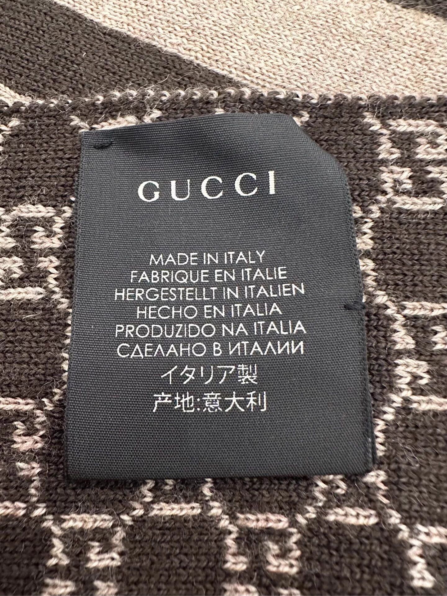 Gucci Gucci Brown Black GG Logo Wool Scarf 30x200cm New Size ONE SIZE - 8 Thumbnail
