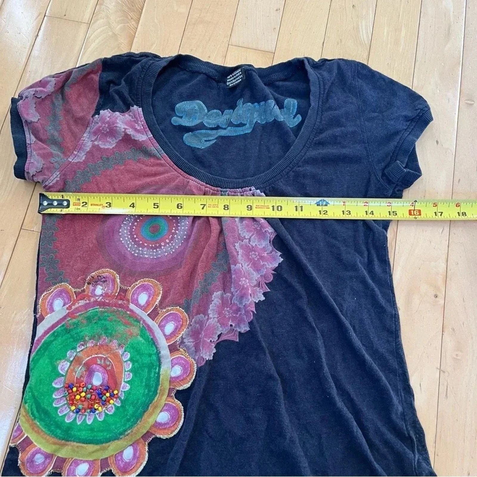 Desigual Desigual Beaded Short Sleeve Top Sz S Multicolored Boho Y2K Size S / US 4 / IT 40 - 7 Thumbnail