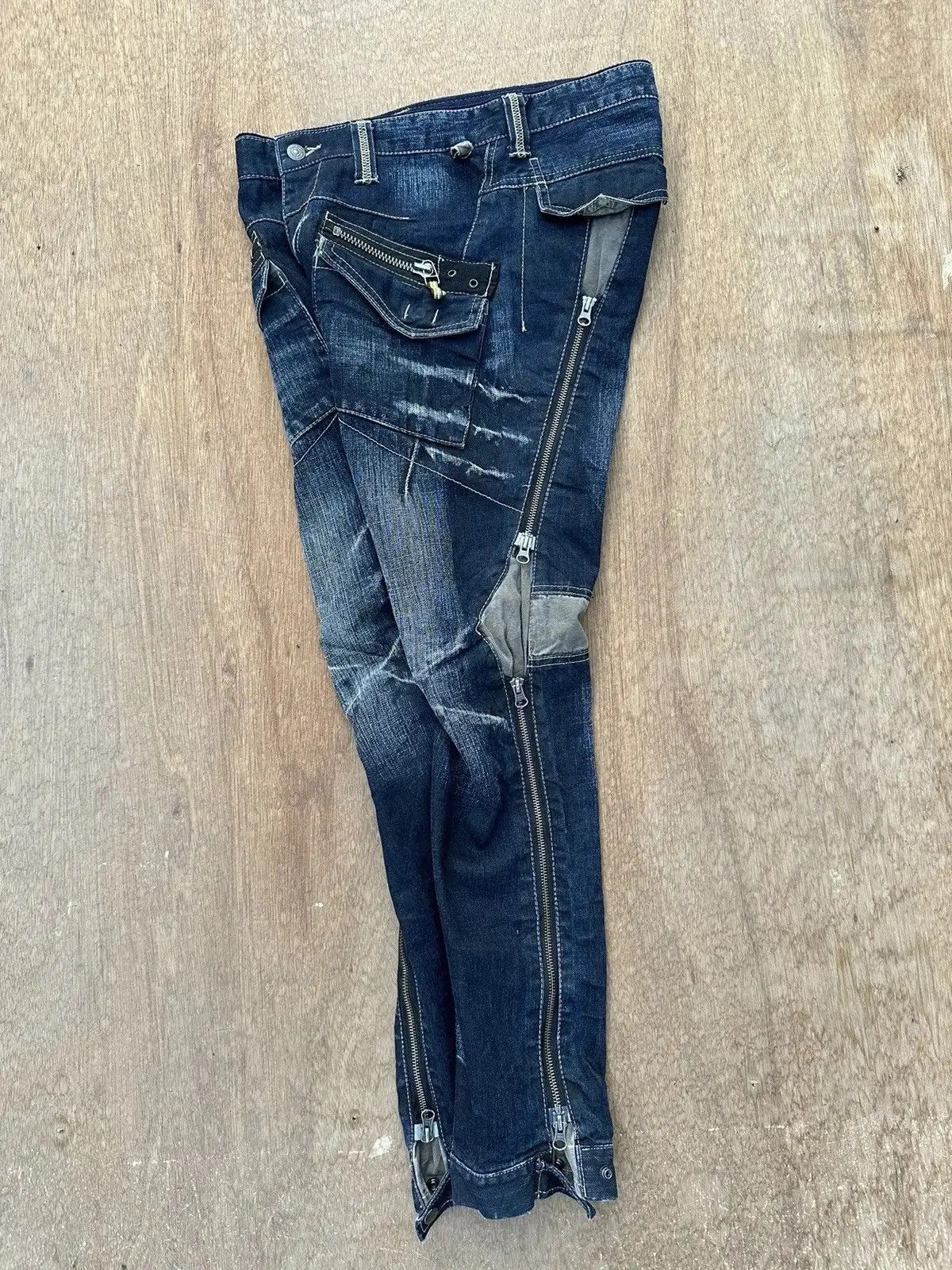 PPFM CRAZY Vintage PPFM Jean Bondage MultiZipper Punk Denim Pants Size US 31 - 16 Thumbnail