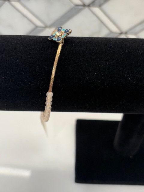 Jewelry Blue Stone Flower on Copper with Pink Beads Size ONE SIZE - 3 Thumbnail