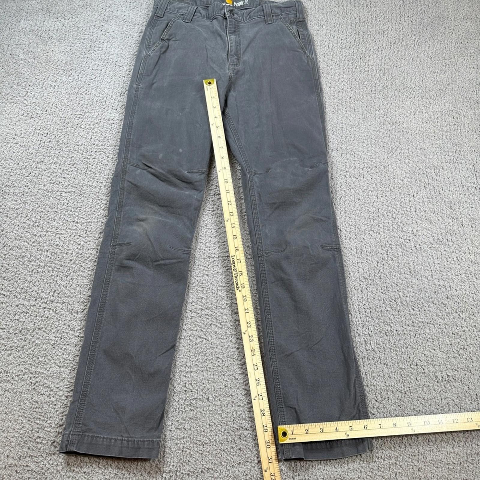 Carhartt Carhartt Mens 32x32 Straight Fit Work Pants Gray Cotton Size US 32 / EU 48 - 4 Thumbnail