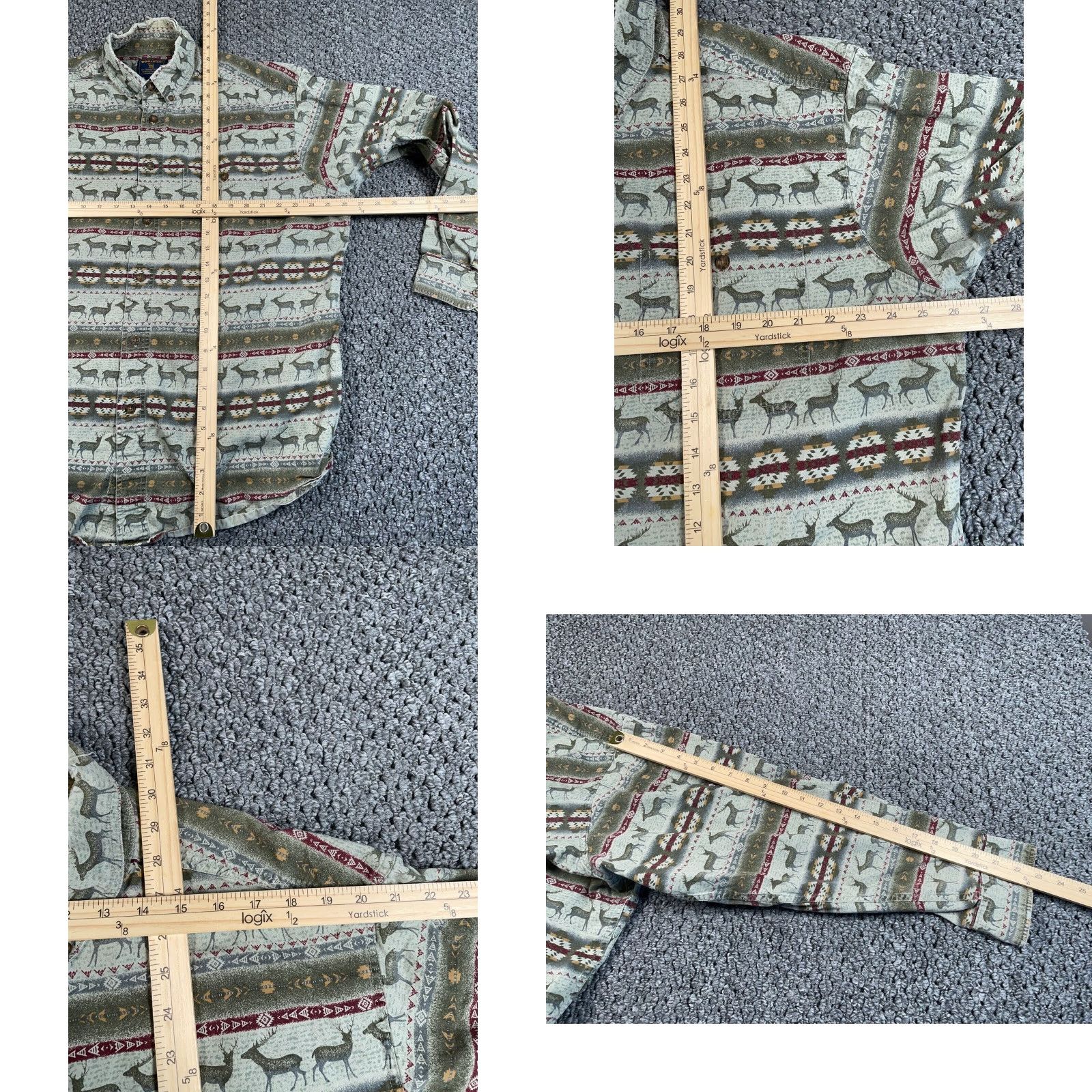 Vintage VINTAGE Woolrich Men’s Button-Up Shirt XL Green Geometric Deer Aztec Nature Casual Fall Winter Size US XL / EU 56 / 4 - 8 Thumbnail