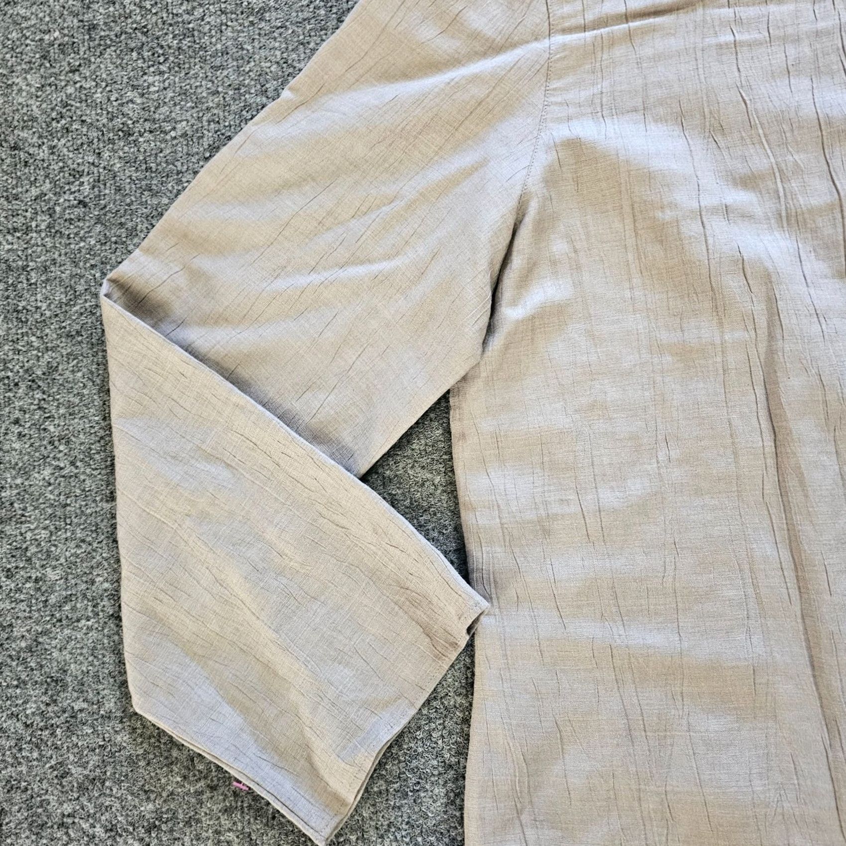 J. Jill J Jill Top Blouse Womens L Beige Linen Textured Long Sleeve Casual Shirt Size L / US 10 / IT 46 - 4 Thumbnail