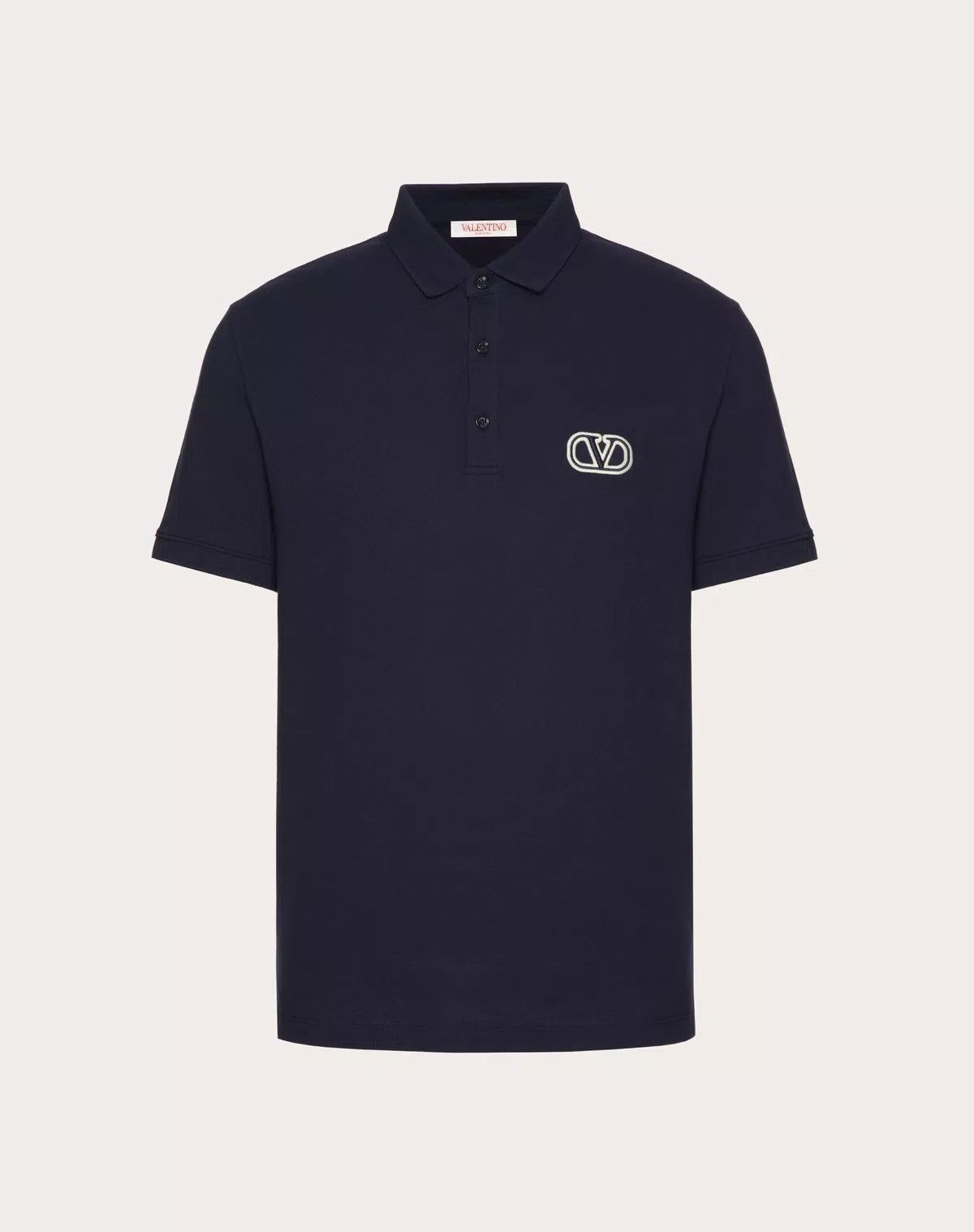 Valentino oc11z0725 Cotton Pique Polo Shirt in Navy Blue Size US XS / EU 42 / 0 - 1 Thumbnail