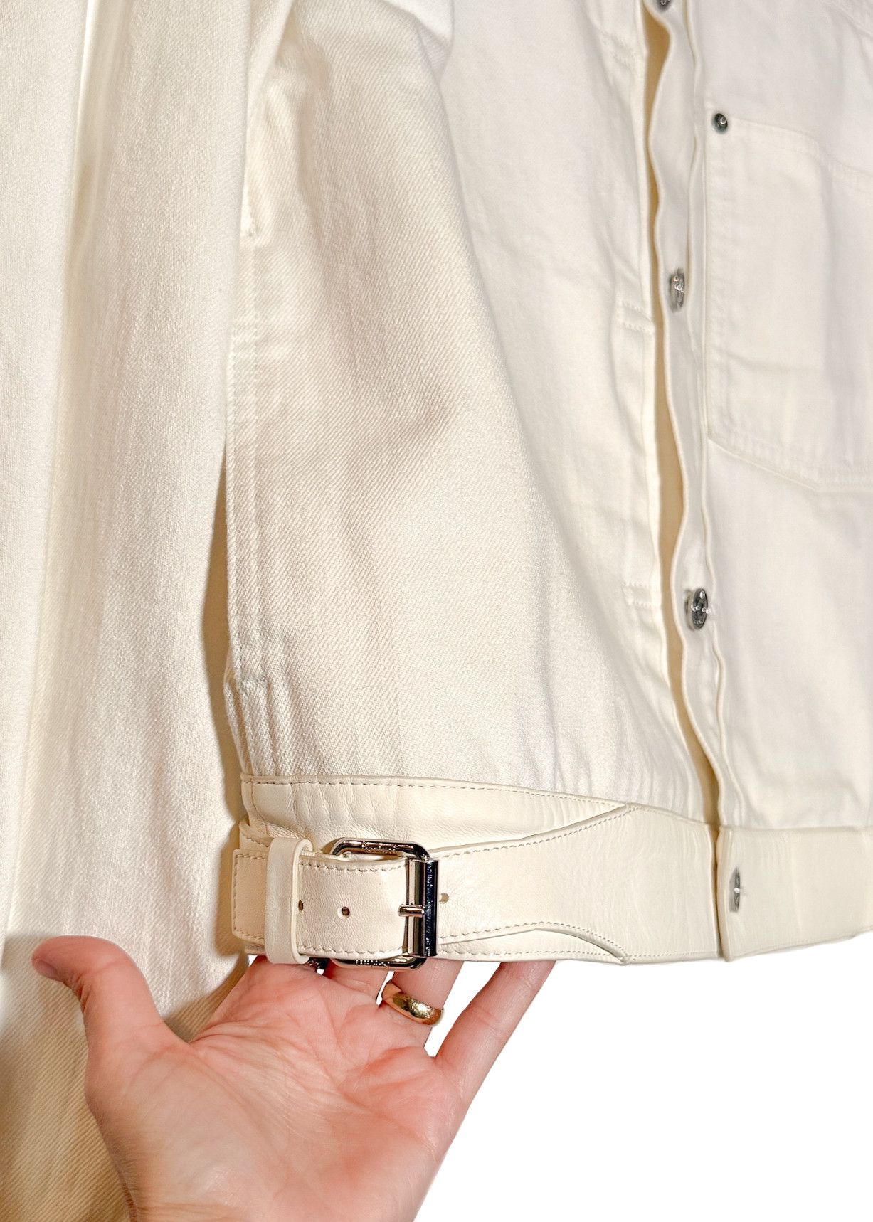 Berluti Berluti SS18 Ivory Leather Trim Denim Jacket Size US M / EU 48-50 / 2 - 3 Thumbnail