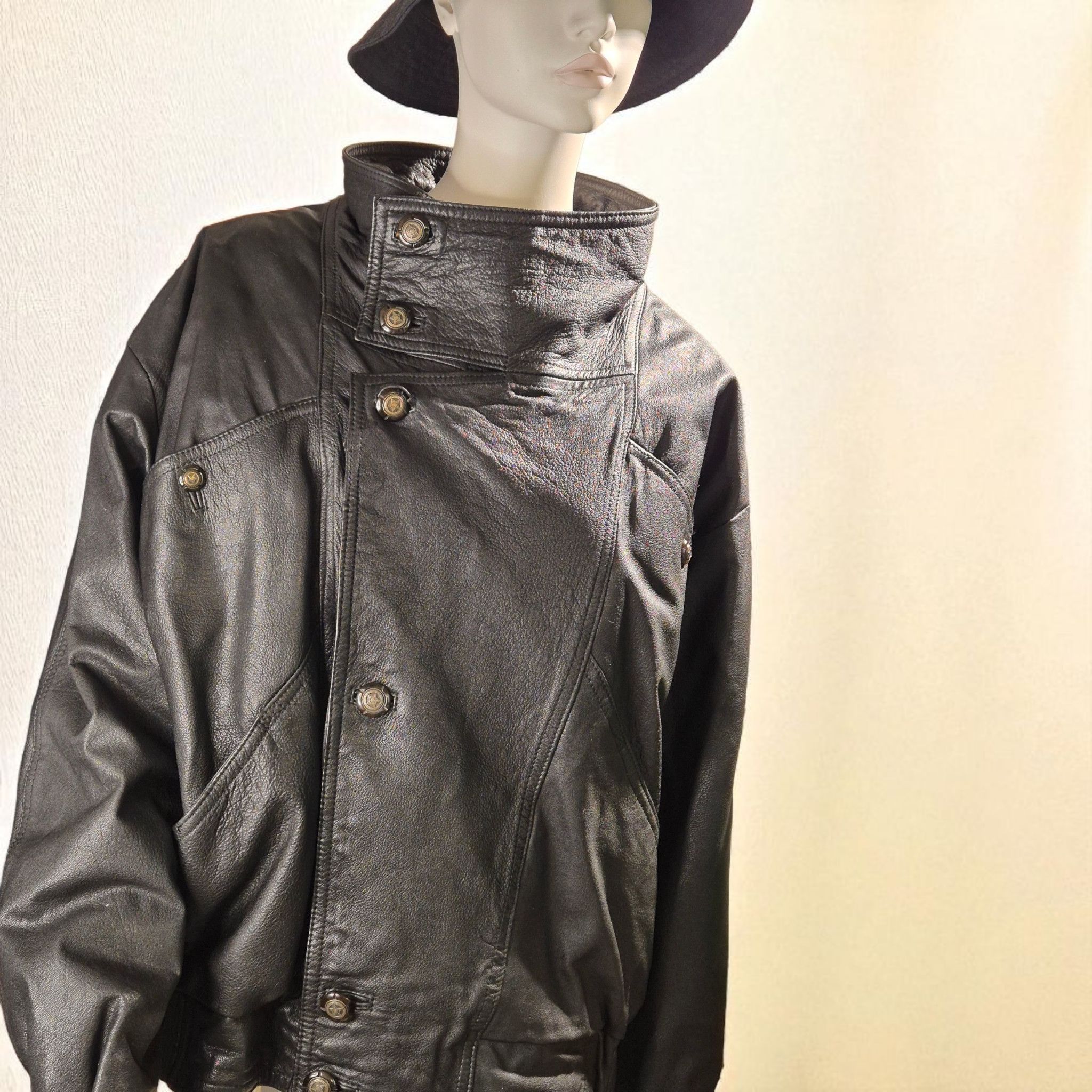 Vera Pelle Marco Pierguidi – Vintage Black Leather Jacket- RARE Size US M / EU 48-50 / 2 - 14 Thumbnail
