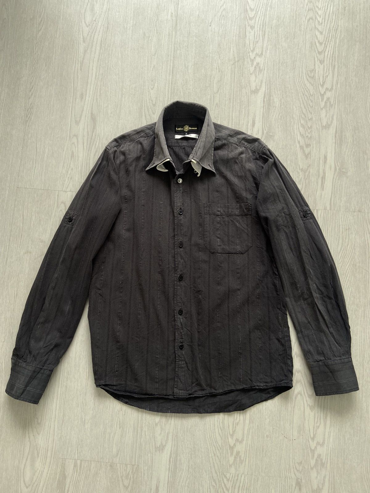 If Six Was Nine × LOWBOX Vintage 2000’s Lowbox Stripe Double Collar Shirt Size US M / EU 48-50 / 2 - 1 Thumbnail
