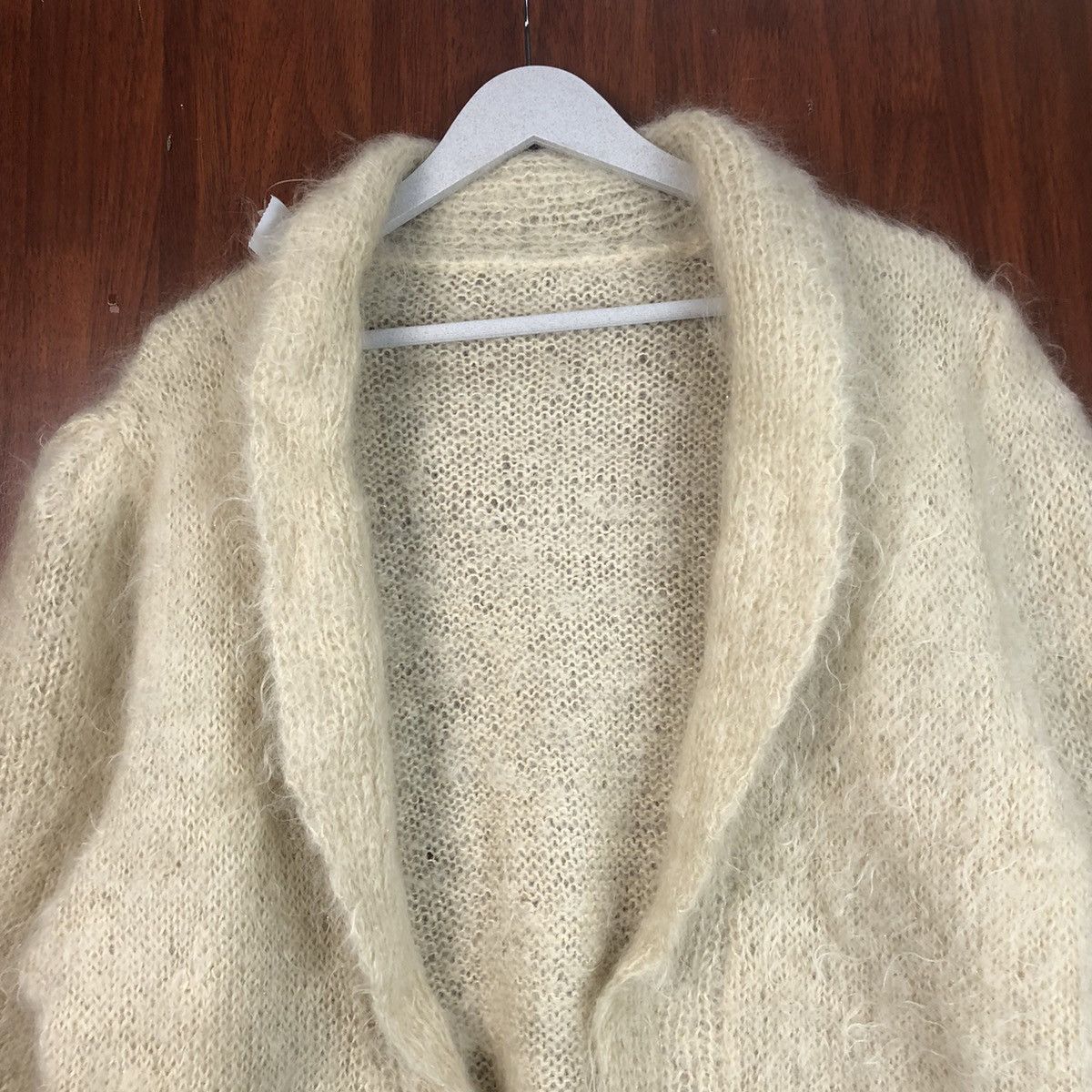 Homespun Knitwear Japan vintage mohair knitwear White cream Cardigan #7494 Size US XL / EU 56 / 4 - 4 Thumbnail