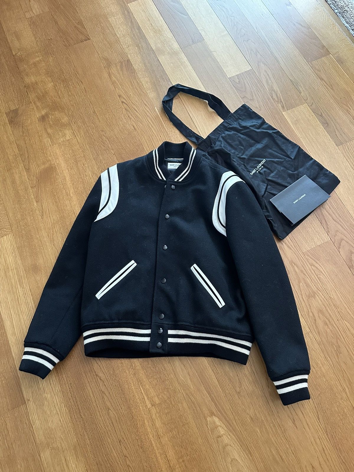 image of 2017 Saint Laurent Paris Teddy Jacket Sz. 52 in Black, Men's (Size Large)