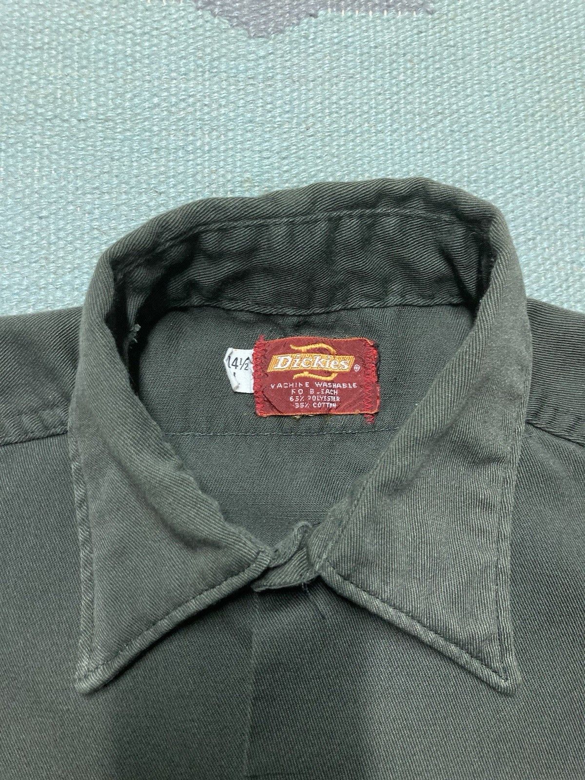 Dickies × Vintage 70s dickies work shirt chino twill dark green work small Size US S / EU 44-46 / 1 - 3 Thumbnail