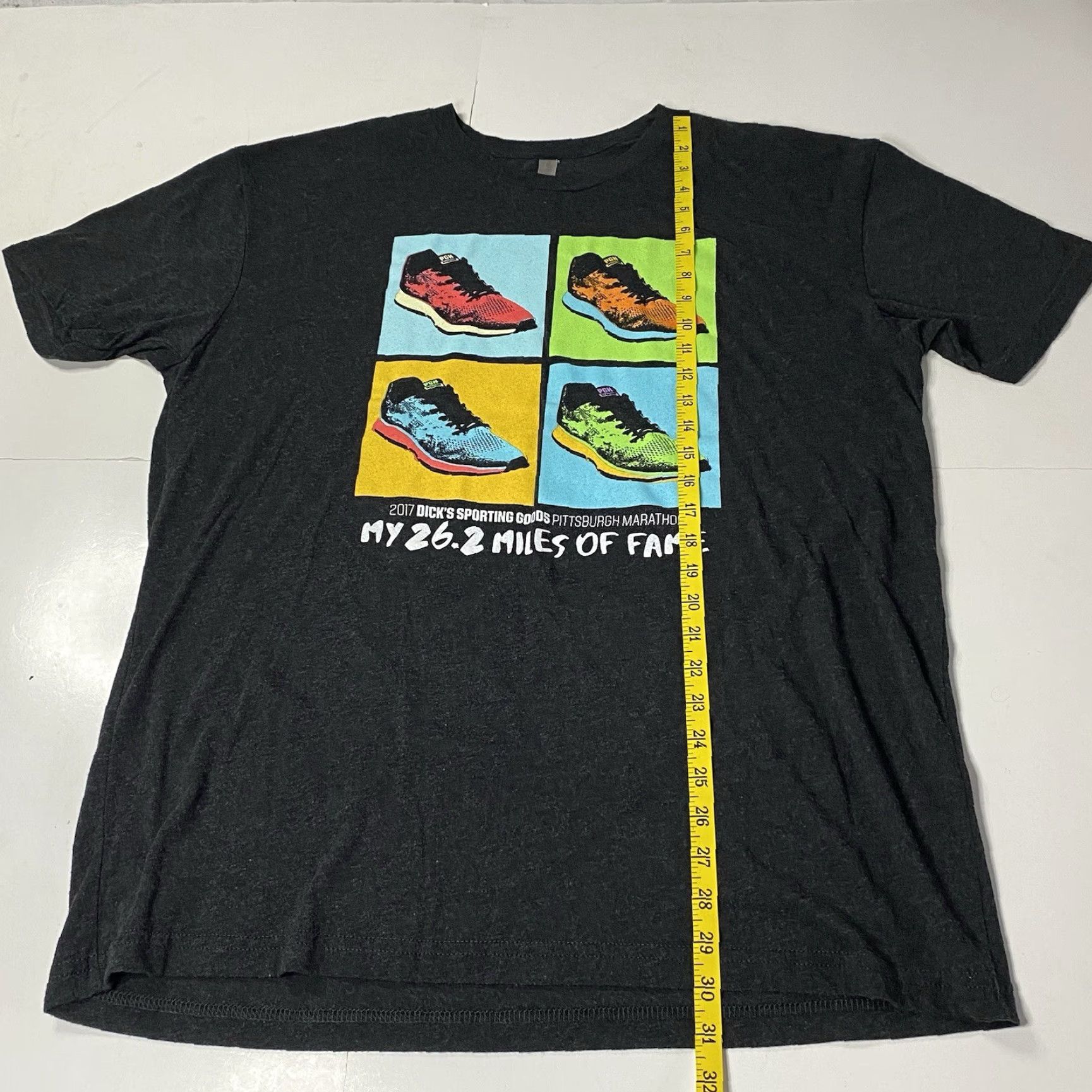Next Level Pittsburgh Marathon T Shirt 2017 2XL Tall Neon Color Block Graphic Retro Shoes XXL Size XXL / US 16-18 / IT 52-54 - 7 Thumbnail