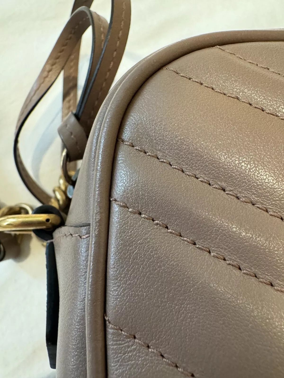 Gucci Gucci GG Marmont Shoulder Bag Small Dusty Pink Leather Size ONE SIZE - 4 Thumbnail