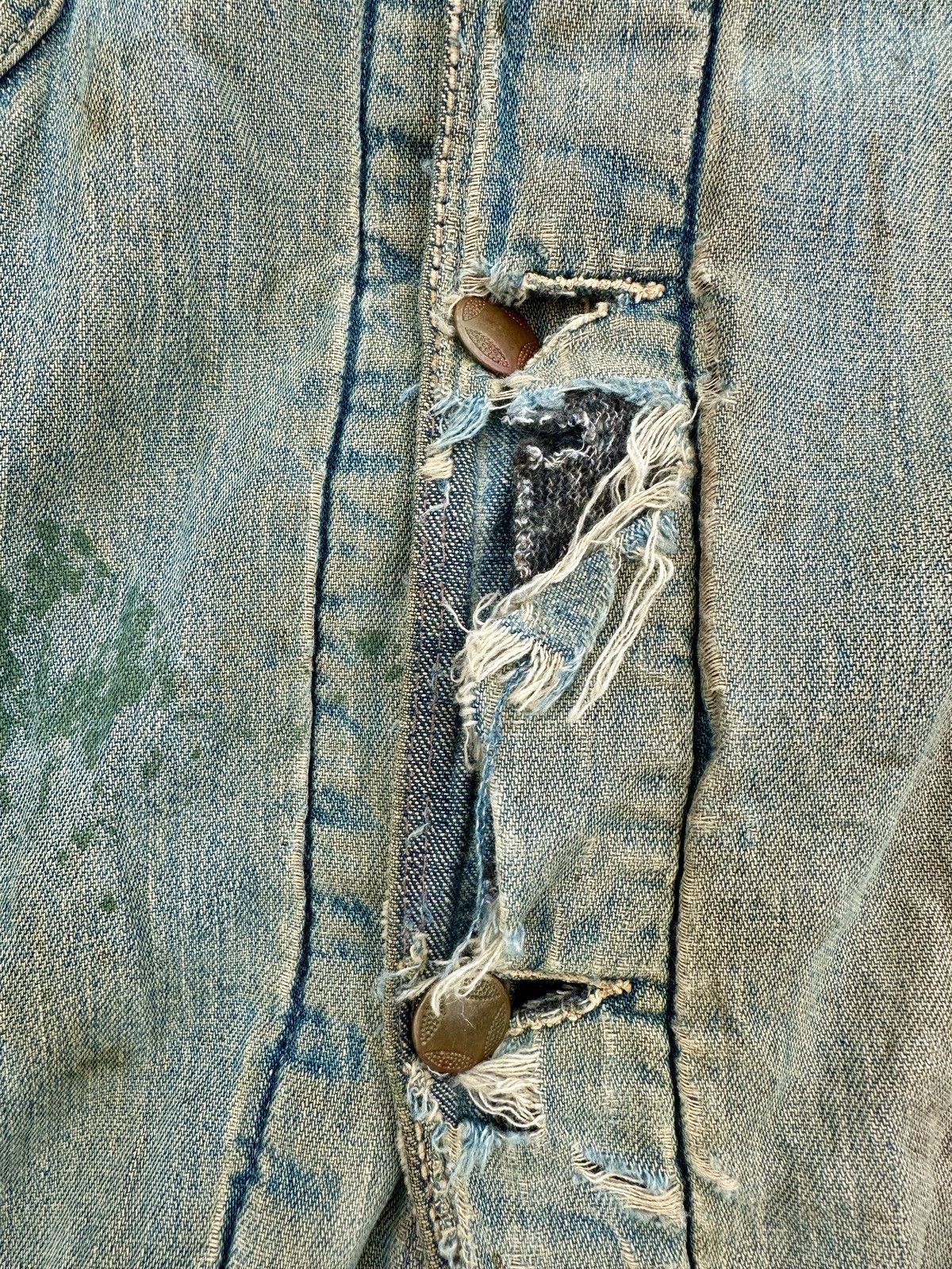 Vintage Trashed 40s-50s zombie blanket denim distressed chore jkt Size US L / EU 52-54 / 3 - 10 Thumbnail
