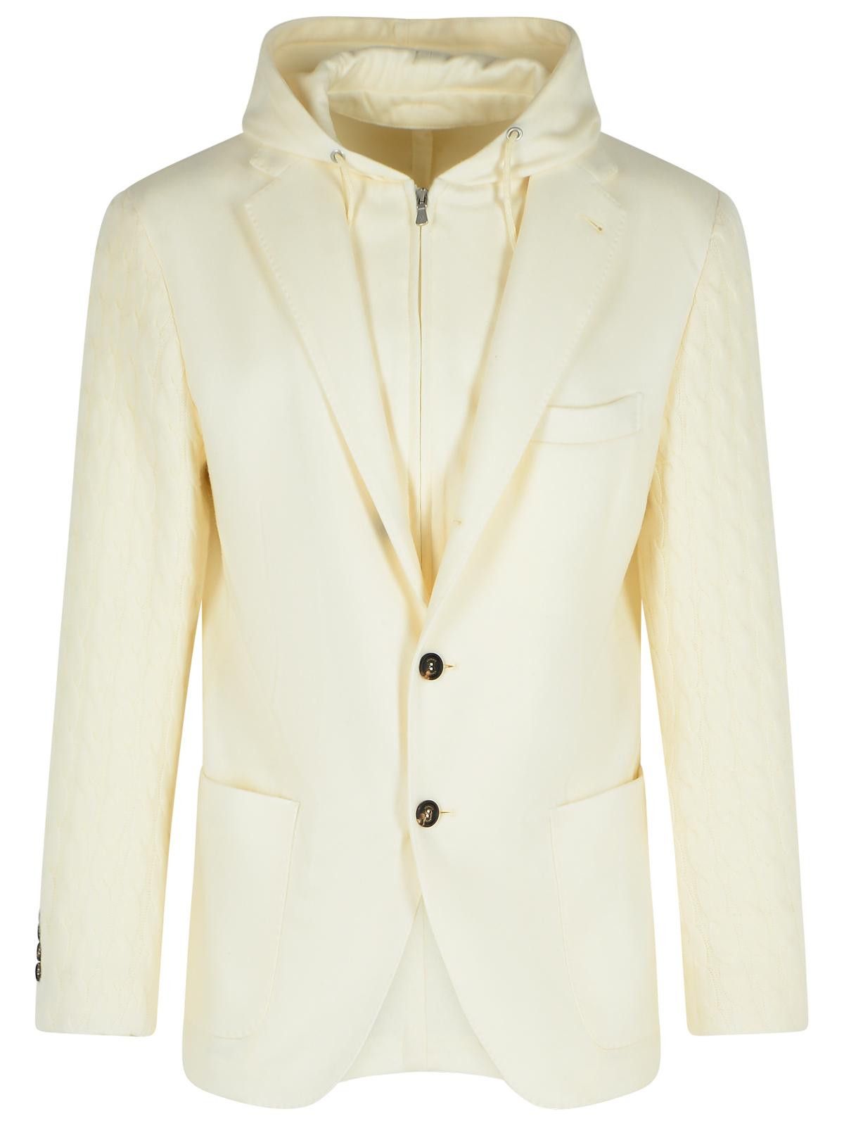 Eleventy ELEVENTY Ivory Wool And Cashmere Blazer Size US M / EU 48-50 / 2 - 1 Thumbnail