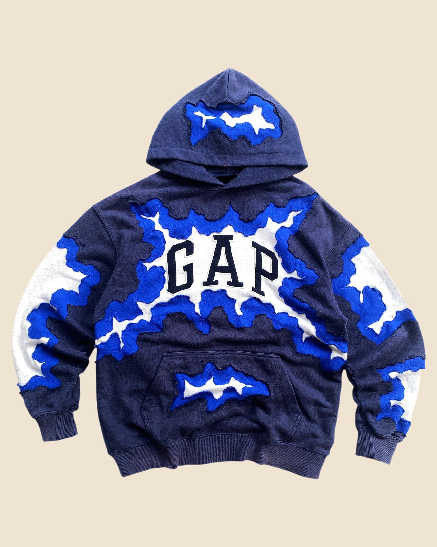 Gap × Handmade 1 OF 1 REWORKED GAP CRACKY NAVY HOODIE SIZE L Size US L / EU 52-54 / 3 - 1 Thumbnail