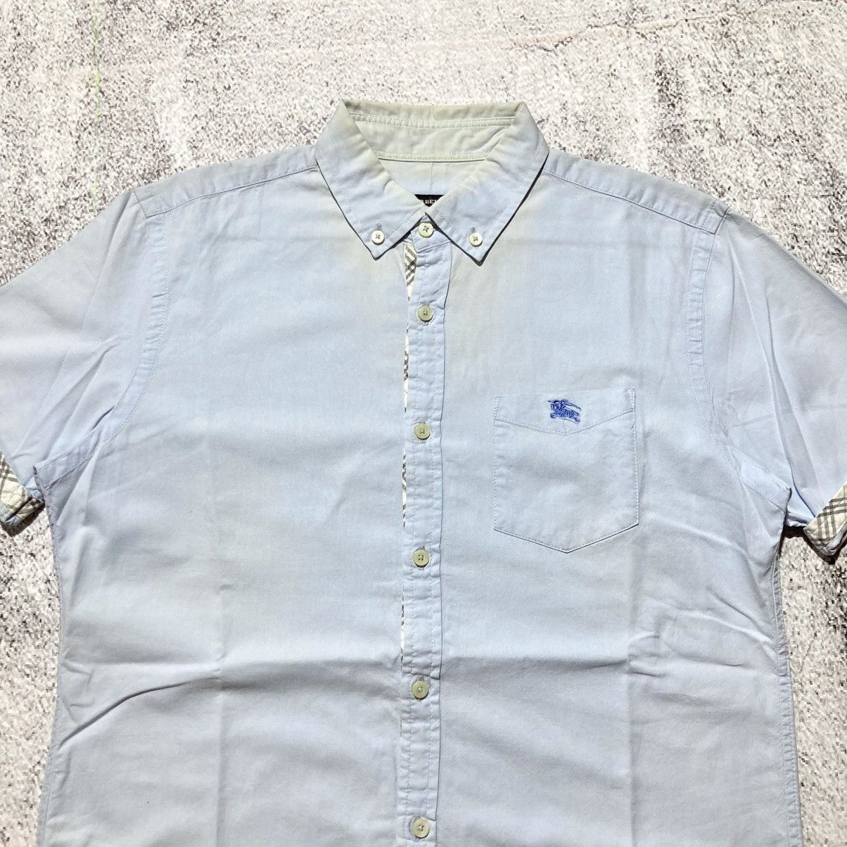Burberry Vintage Burberry Black Label Pocket Logo Shirt Blue Luxury Size US M / EU 48-50 / 2 - 2 Thumbnail