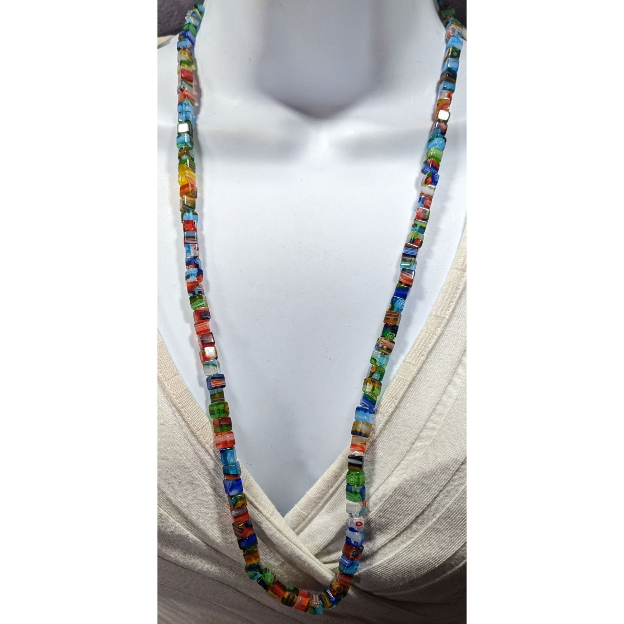Other Rainbow Millefiori Glass Cube Beaded Necklace Size ONE SIZE - 4 Thumbnail