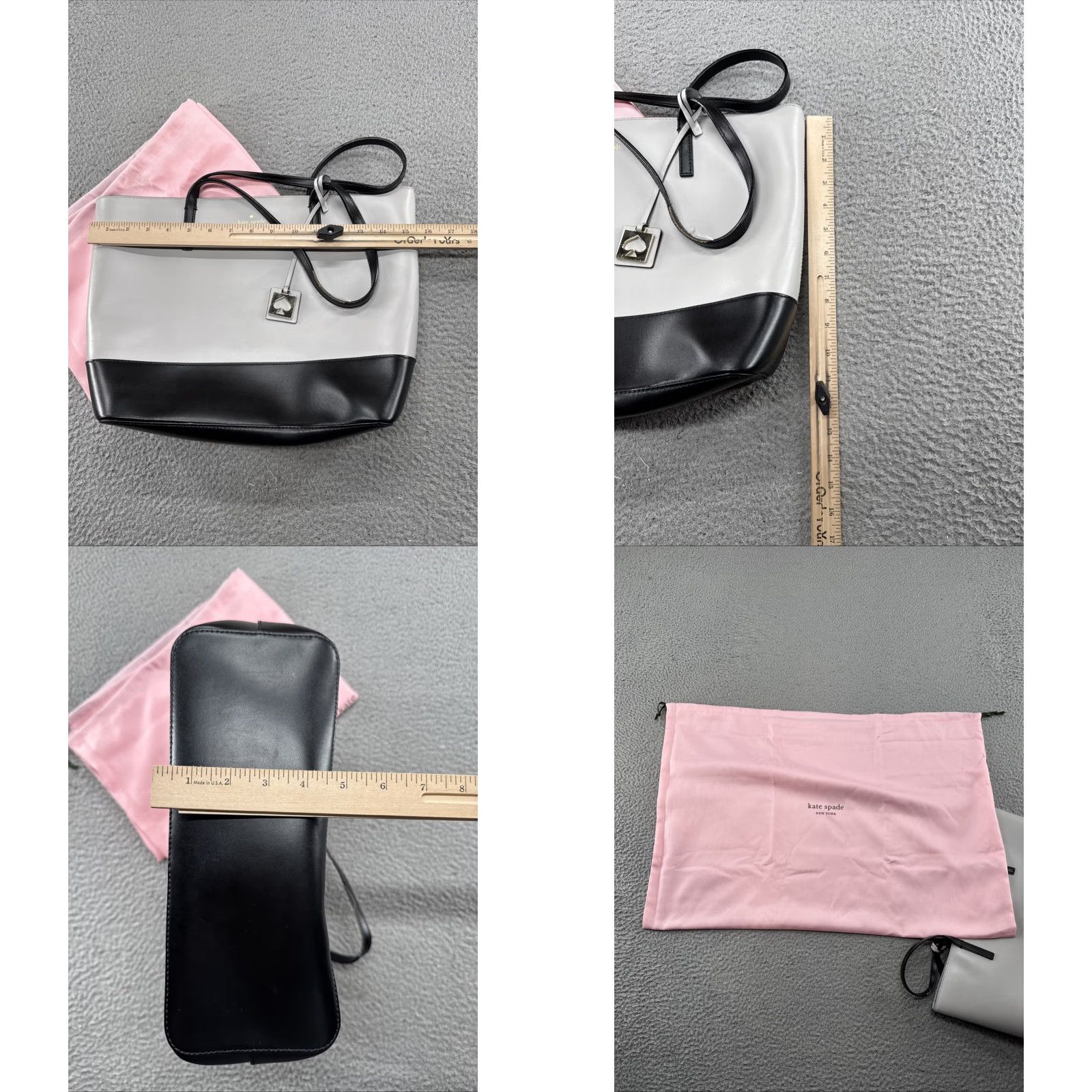 Vintage VINTAGE Kate Spade New York Tote Women Medium Leather 2 Tone Black Gray Purse Bag Charm Read Size ONE SIZE - 9 Thumbnail